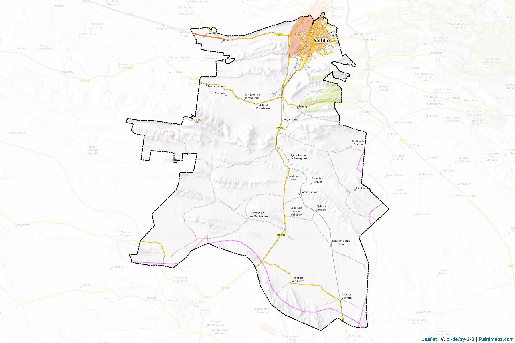 Saltillo (Coahuila de Zaragoza) Map Cropping Samples-1