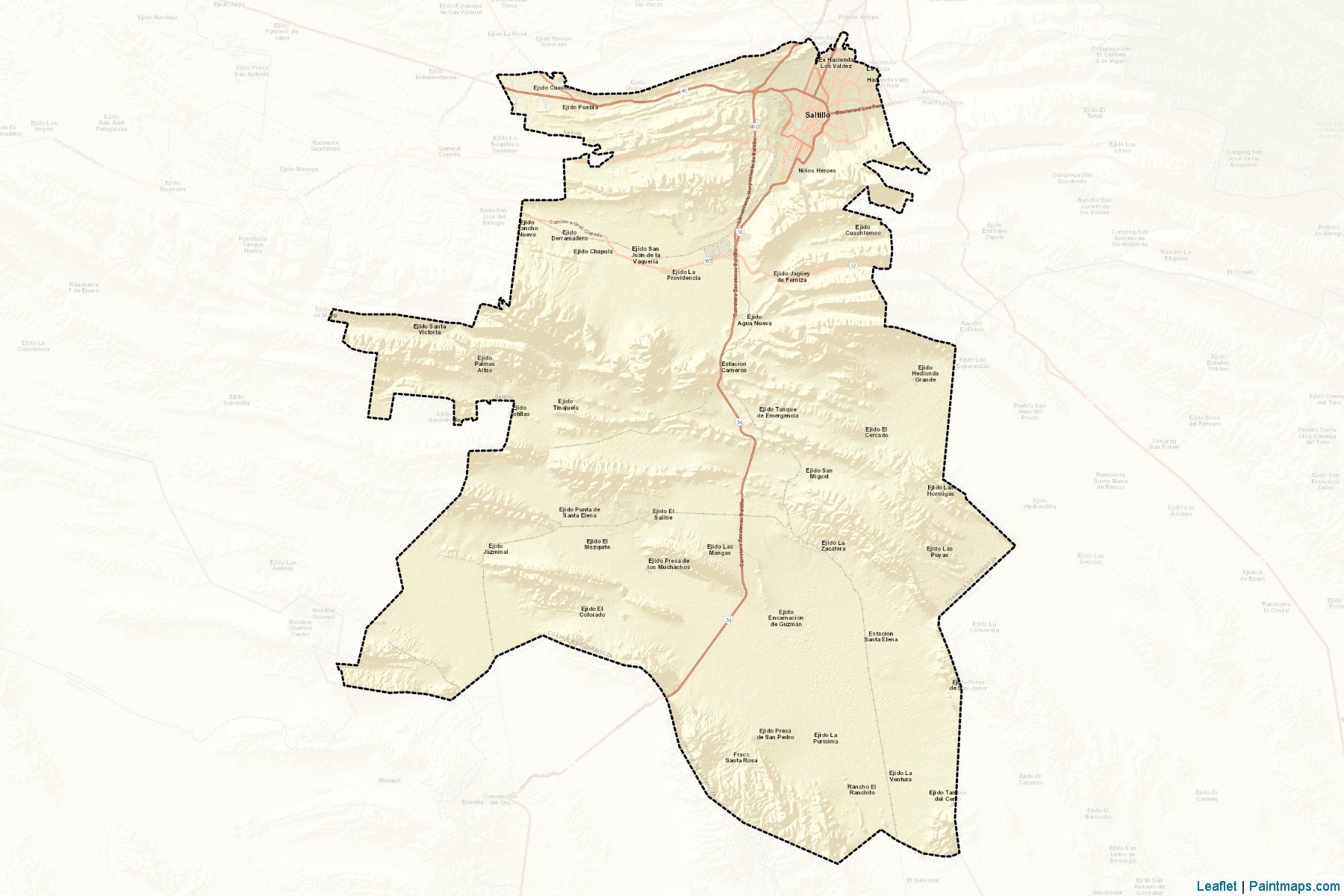 Saltillo (Coahuila de Zaragoza) Map Cropping Samples-2