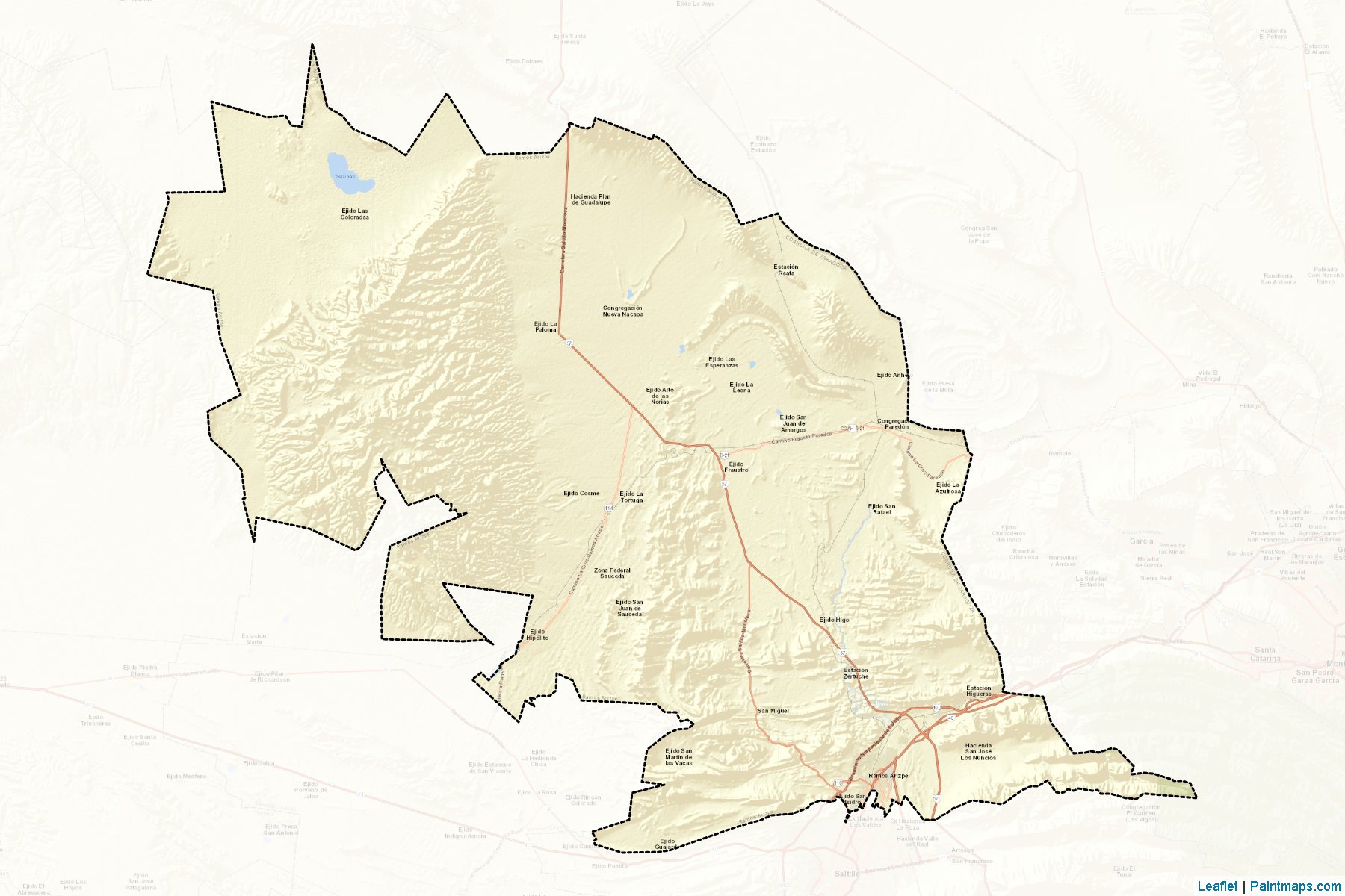 Ramos Arizpe (Coahuila de Zaragoza) Map Cropping Samples-2