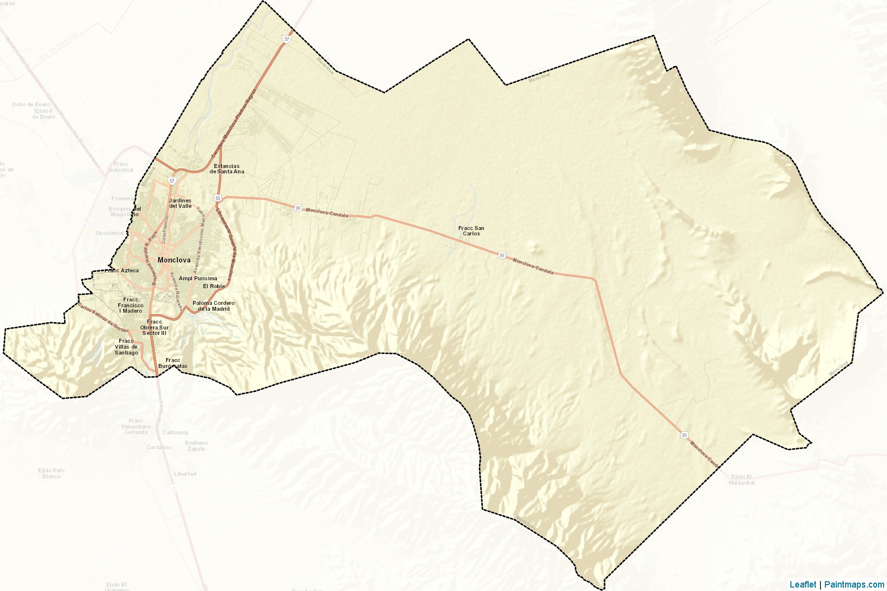 Monclova (Coahuila de Zaragoza) Map Cropping Samples-2