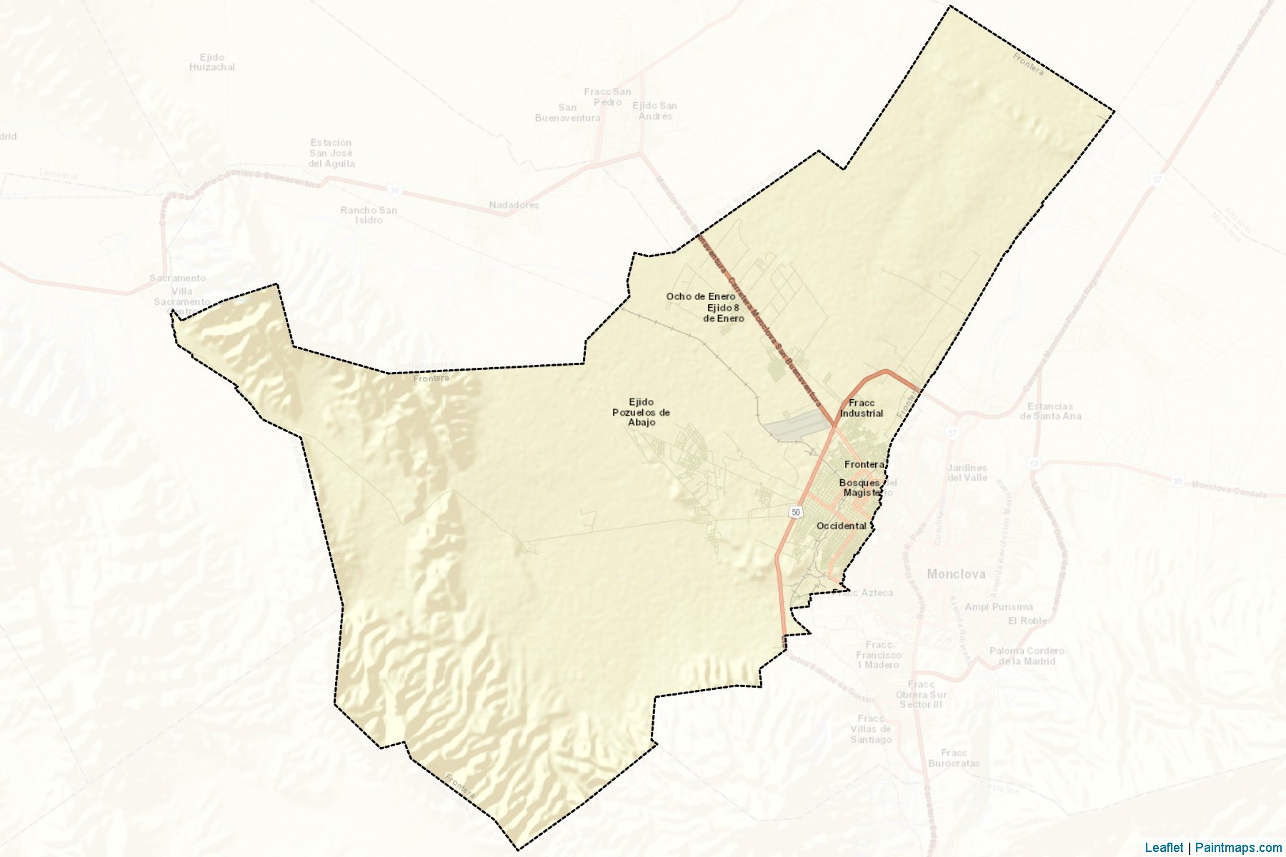 Frontera (Coahuila) Haritası Örnekleri-2