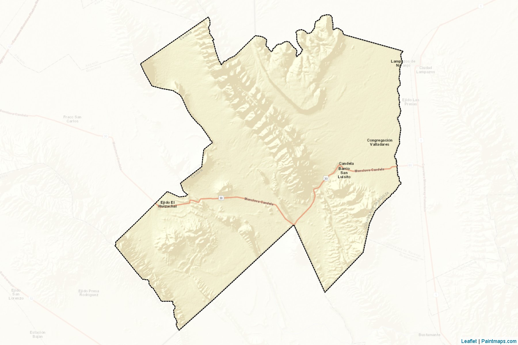 Candela (Coahuila de Zaragoza) Map Cropping Samples-2