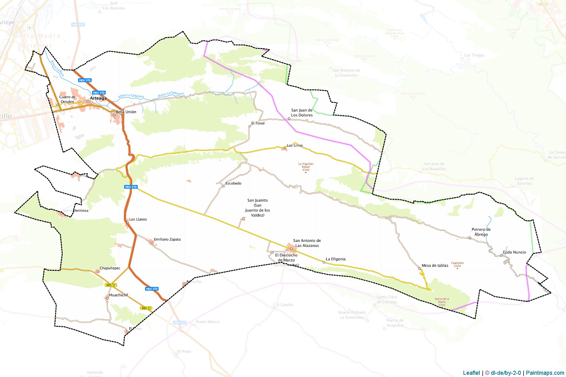 Arteaga (Coahuila de Zaragoza) Map Cropping Samples-1