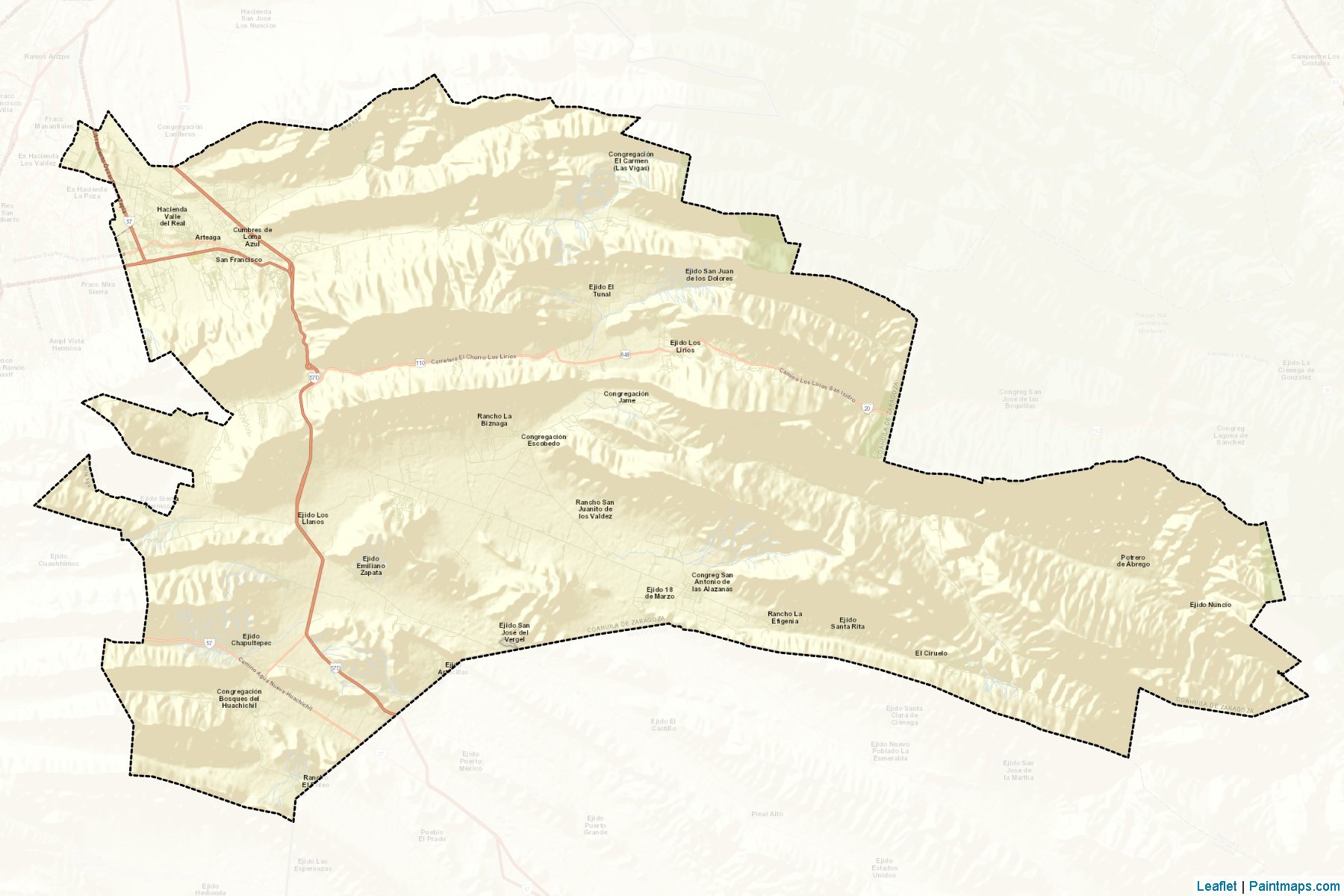 Arteaga (Coahuila de Zaragoza) Map Cropping Samples-2