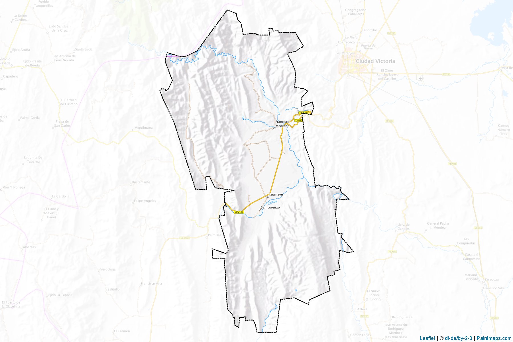 Jaumave (Tamaulipas) Haritası Örnekleri-1