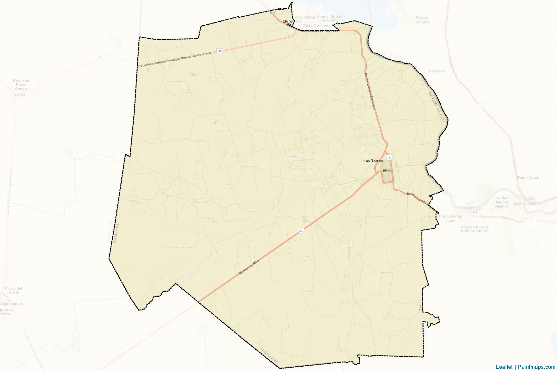 Mier (Tamaulipas) Haritası Örnekleri-2