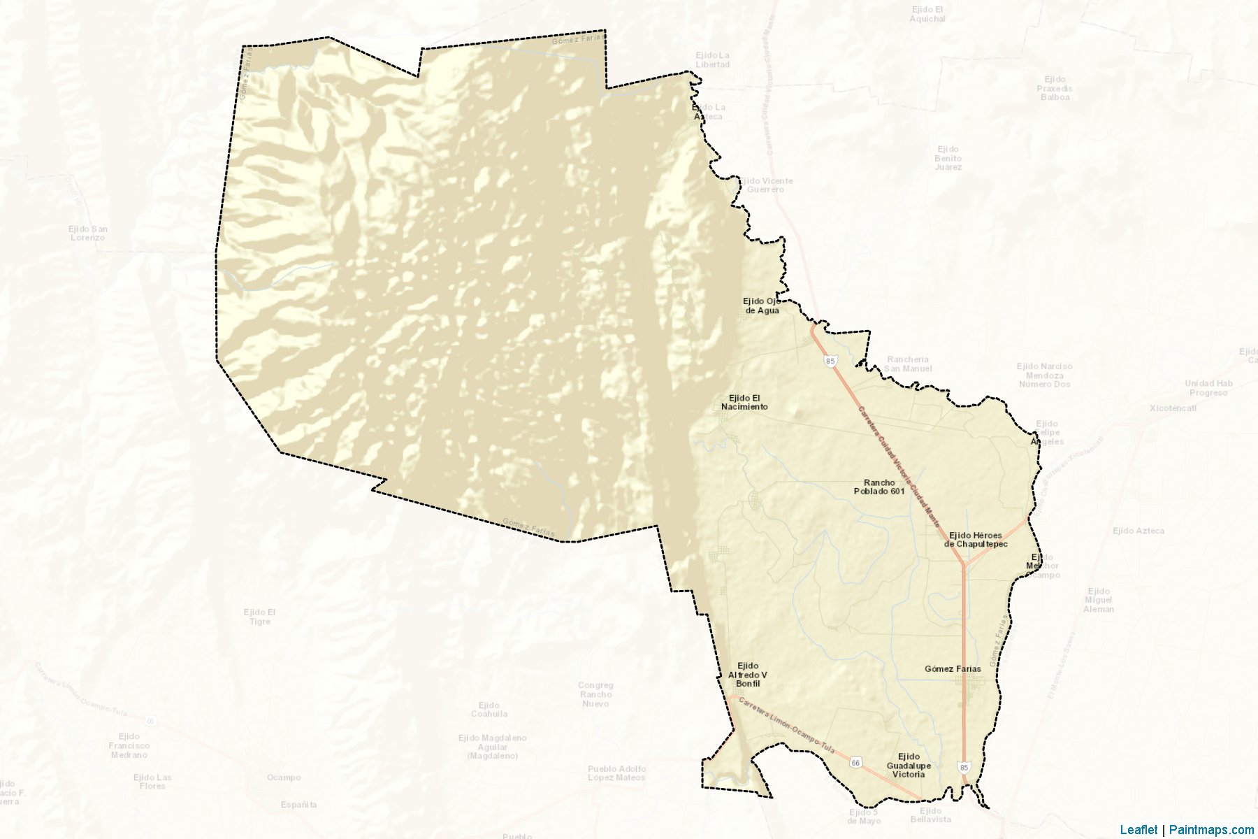 Gómez Farias (Tamaulipas) Map Cropping Samples-2