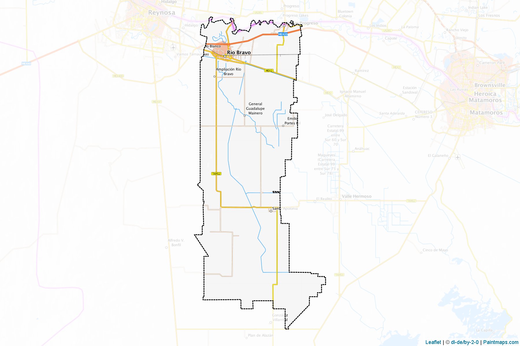 Río Bravo (Tamaulipas) Haritası Örnekleri-1