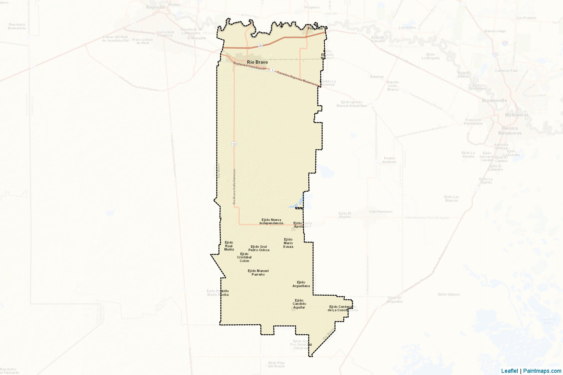 Río Bravo (Tamaulipas) Haritası Örnekleri-2