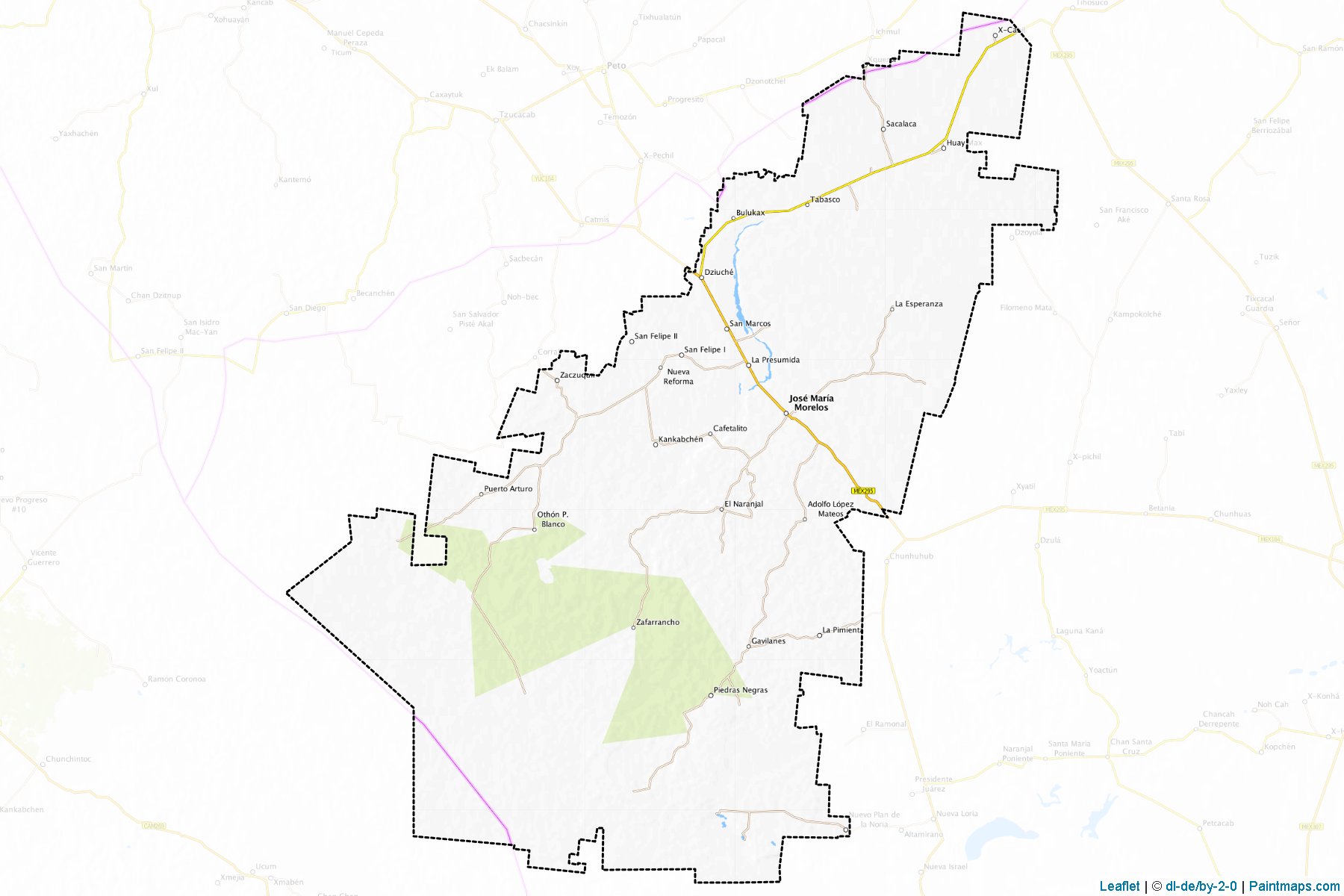 Muestras de recorte de mapas José María Morelos (Quintana Roo)-1