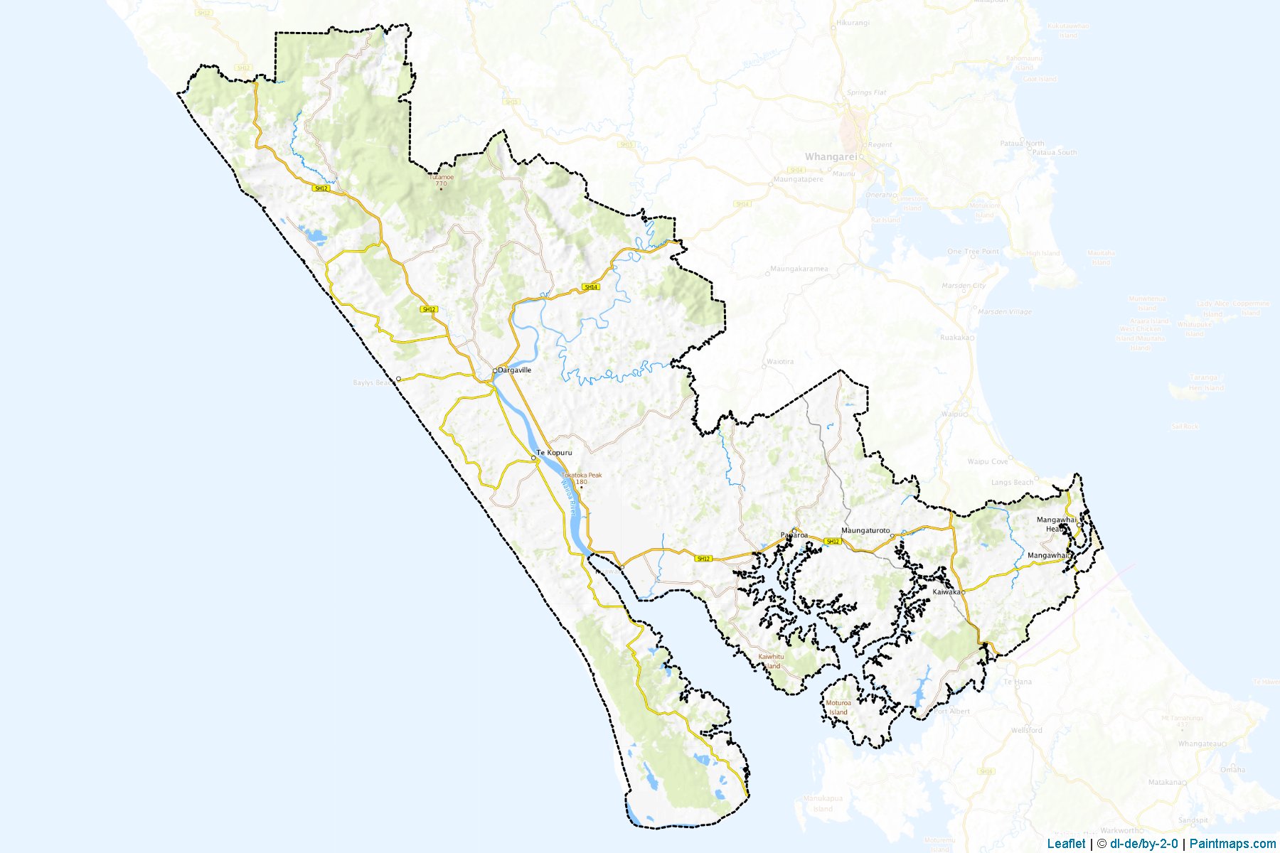 Muestras de recorte de mapas Kaipara District (Northland Region)-1