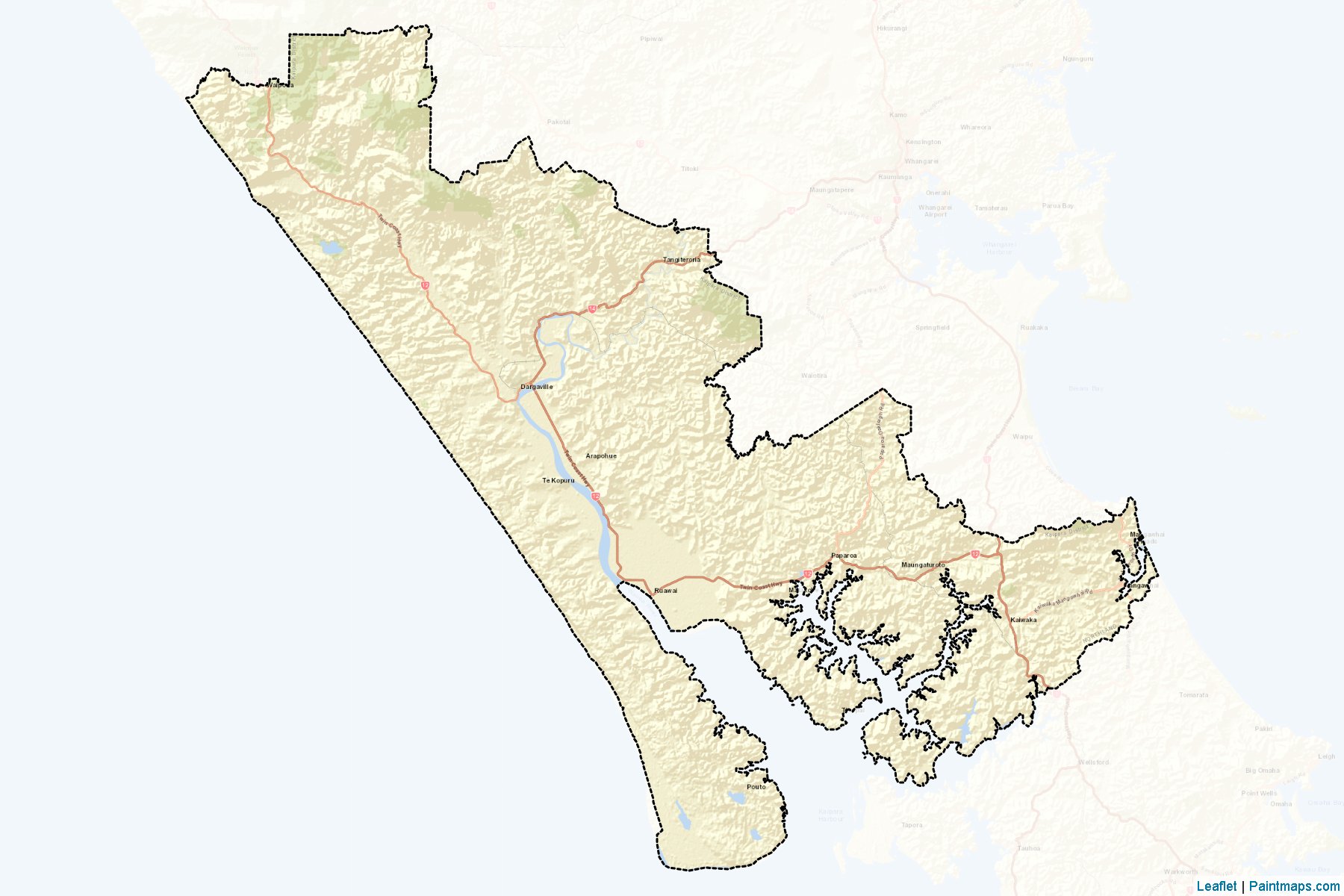 Muestras de recorte de mapas Kaipara District (Northland Region)-2