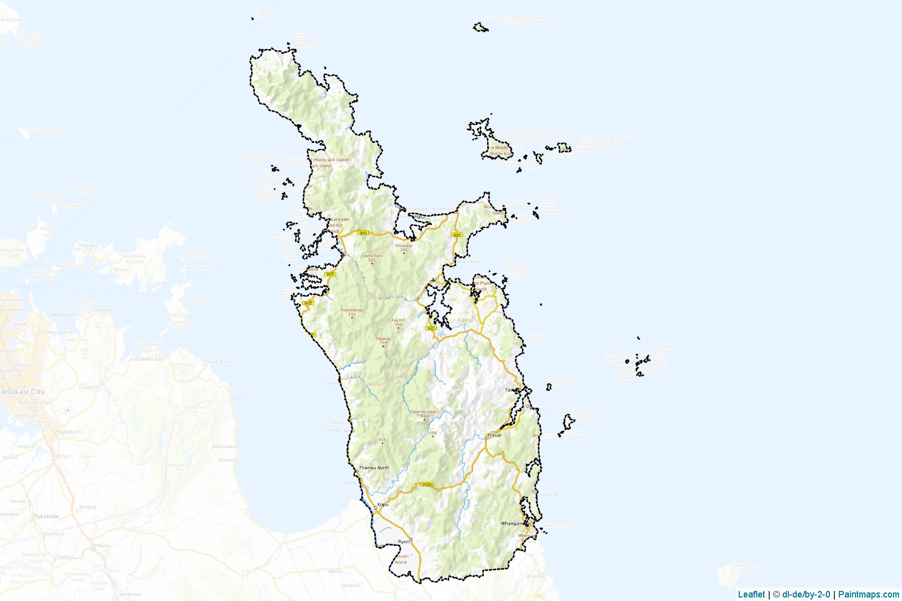 Muestras de recorte de mapas Thames-Coromandel District (Waikato Region)-1