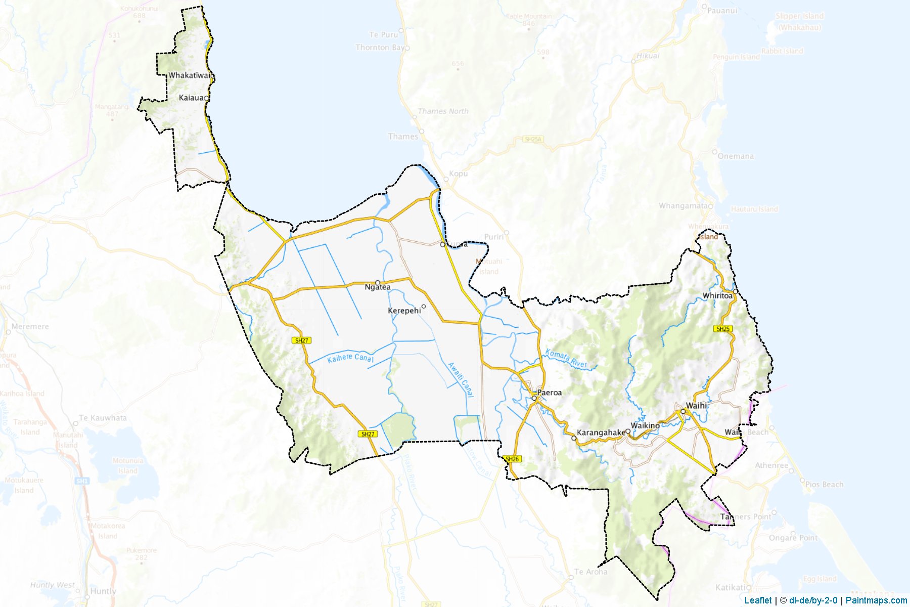 Muestras de recorte de mapas Hauraki District (Waikato Region)-1