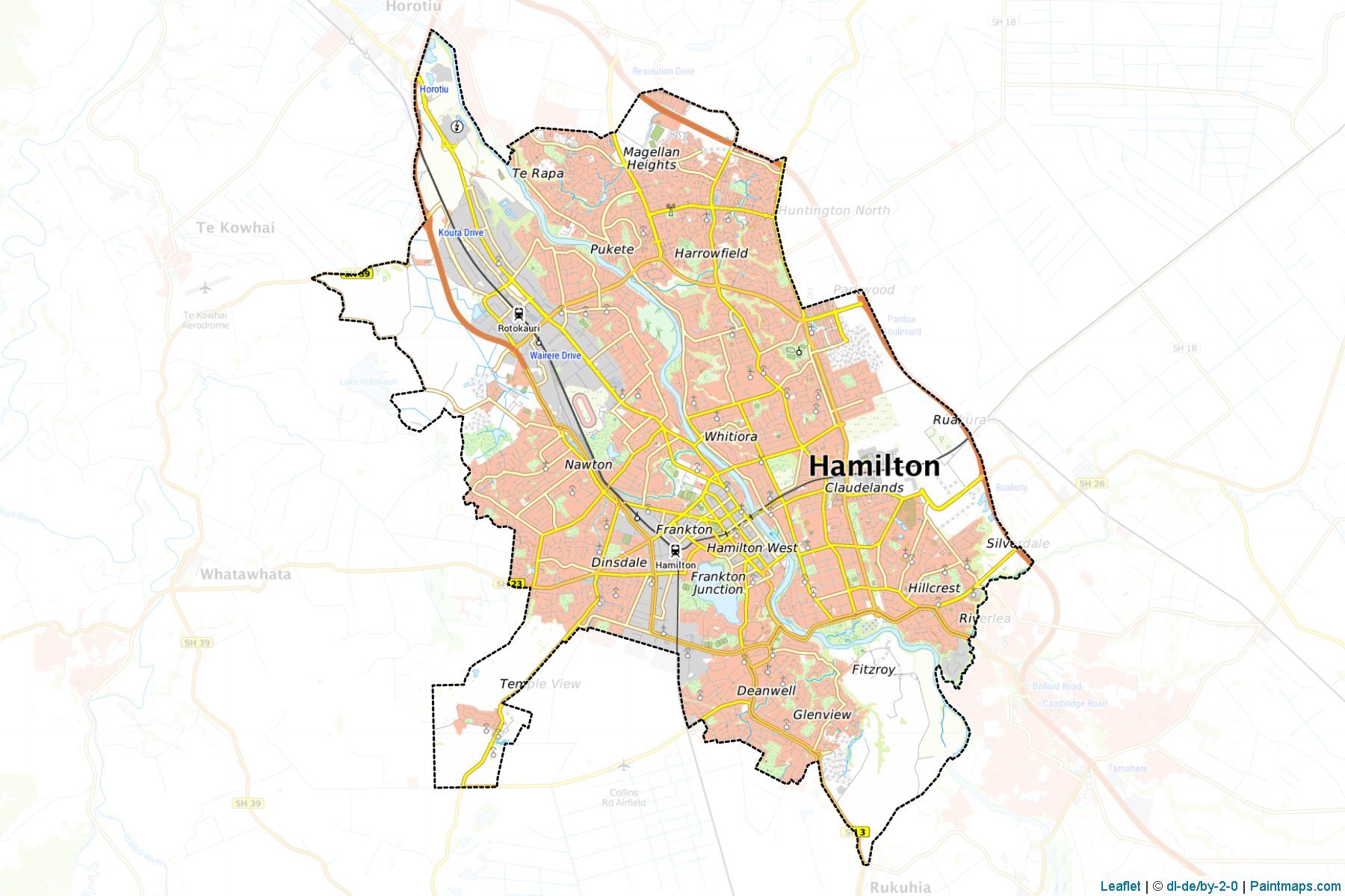 Hamilton City (Waikato Bölgesi) Haritası Örnekleri-1