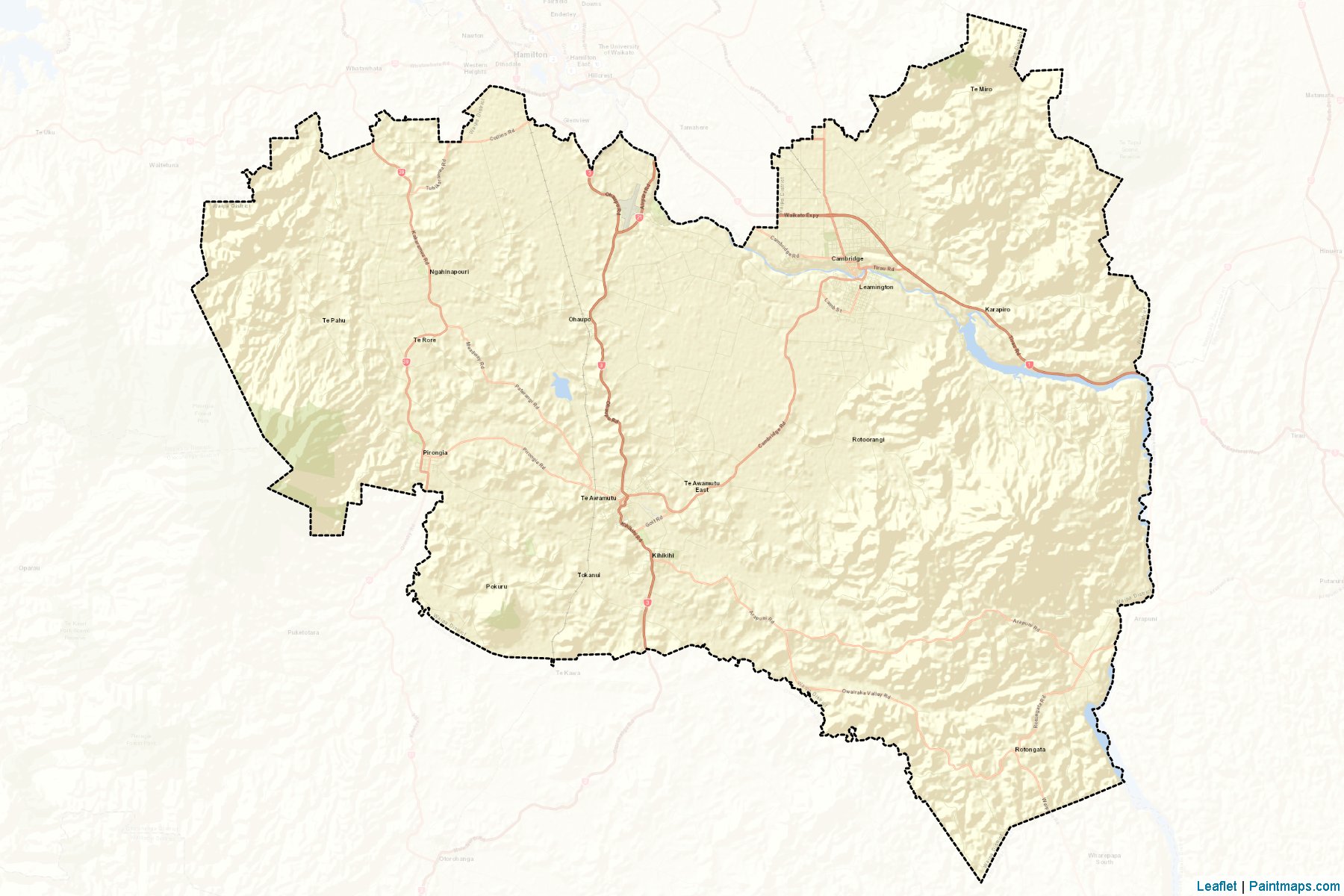 Muestras de recorte de mapas Waipa District (Waikato Region)-2