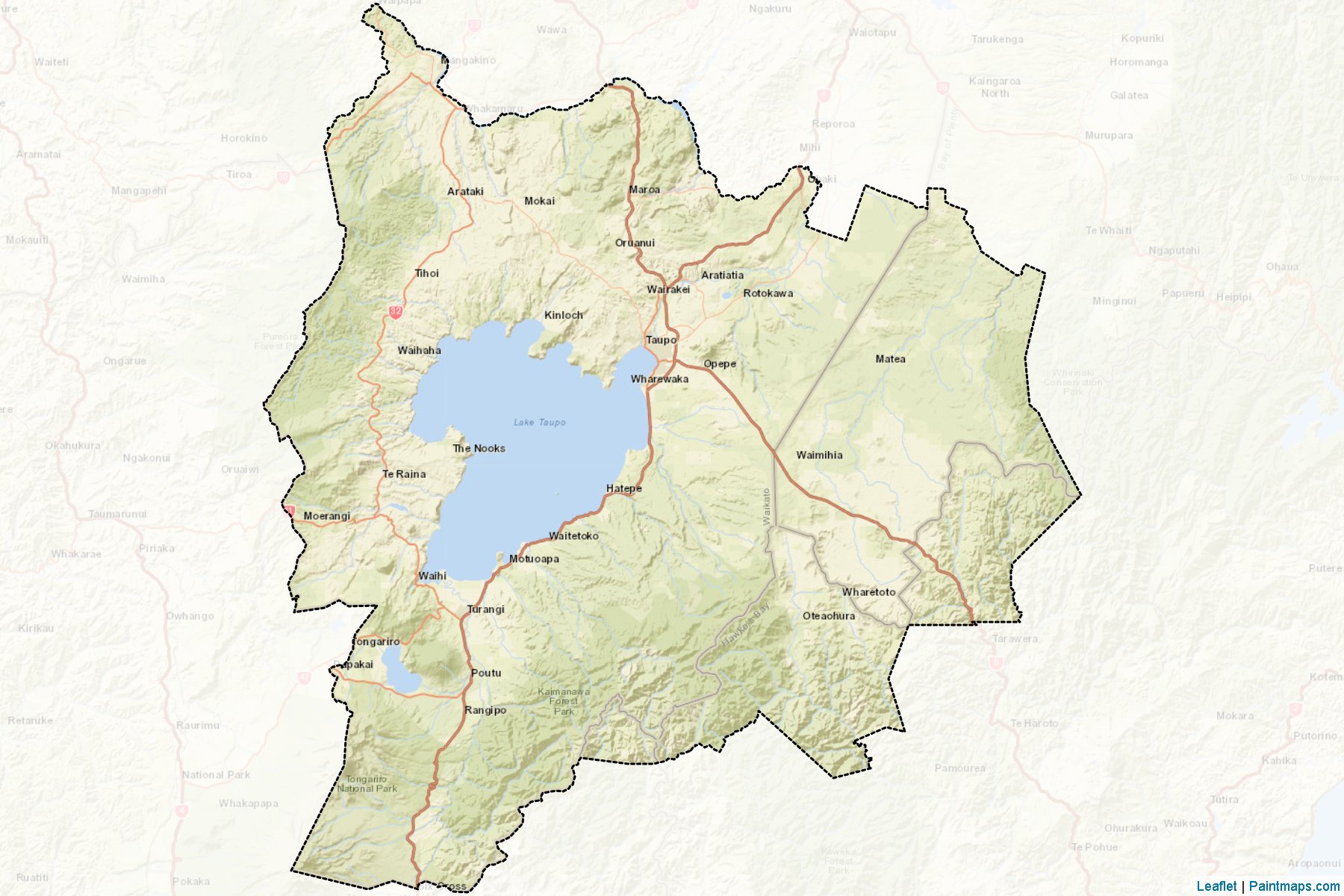 Muestras de recorte de mapas Taupo District (Waikato Region)-2