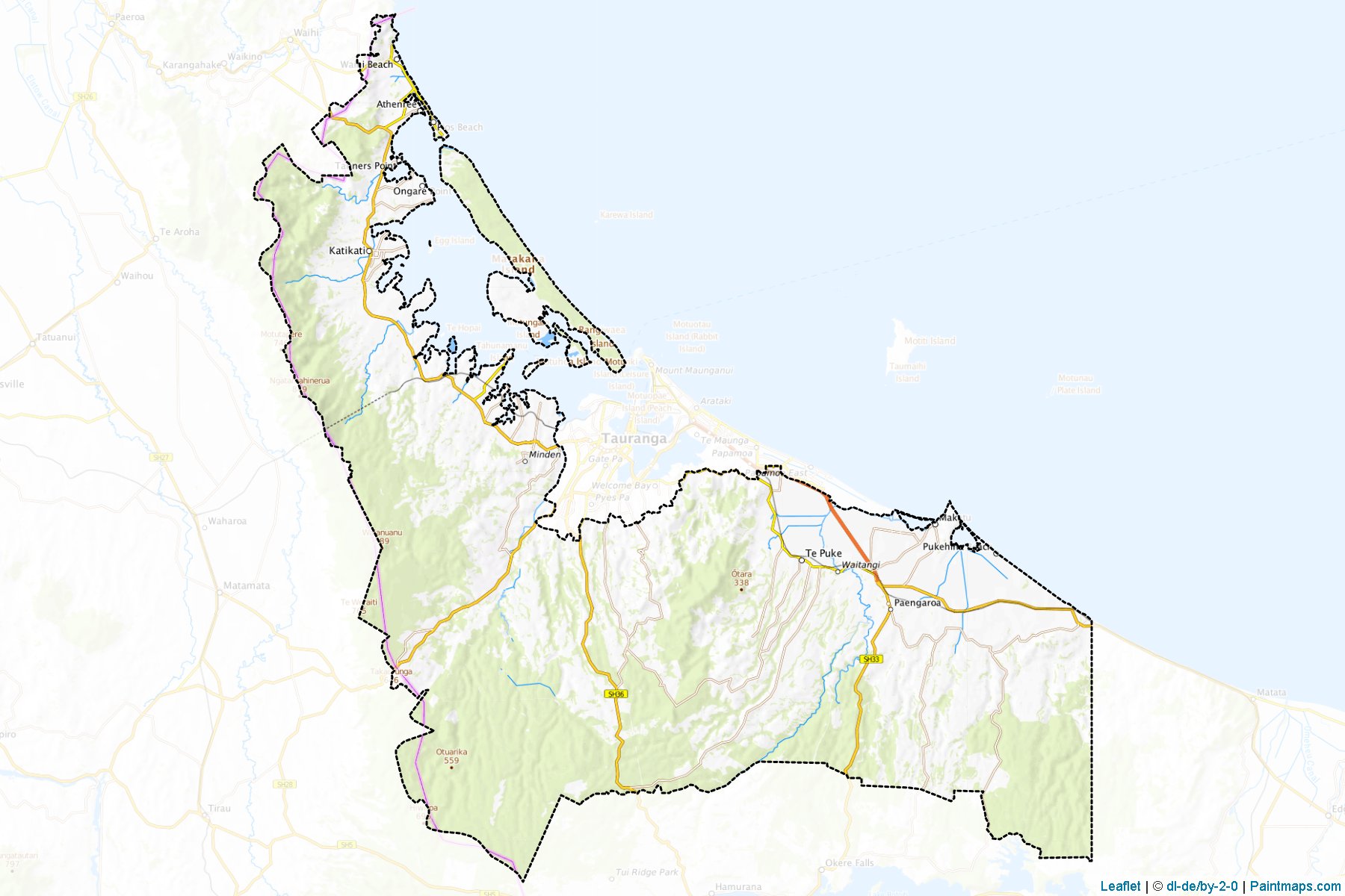 Muestras de recorte de mapas Western Bay of Plenty District (Bay of Plenty Region)-1