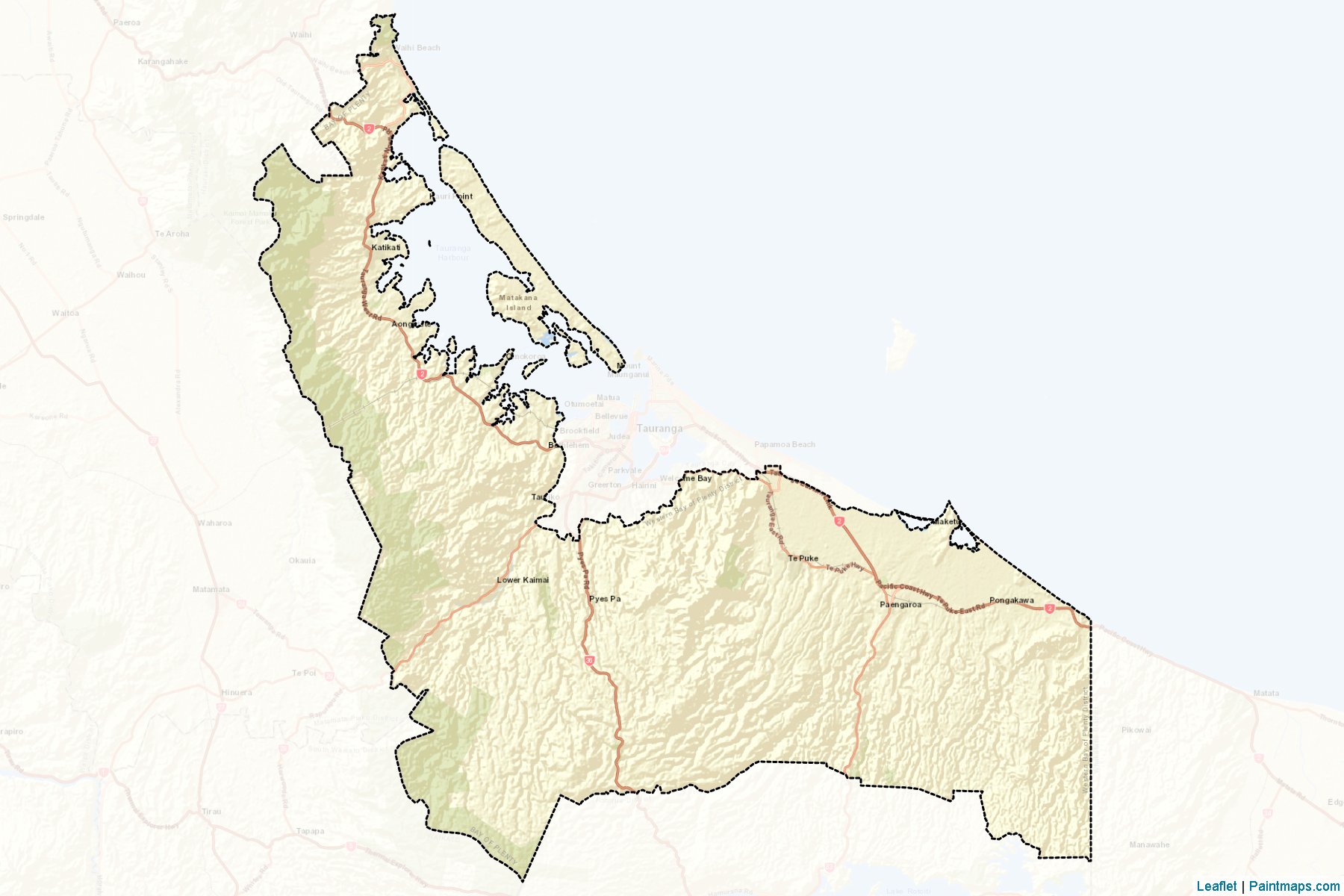 Muestras de recorte de mapas Western Bay of Plenty District (Bay of Plenty Region)-2