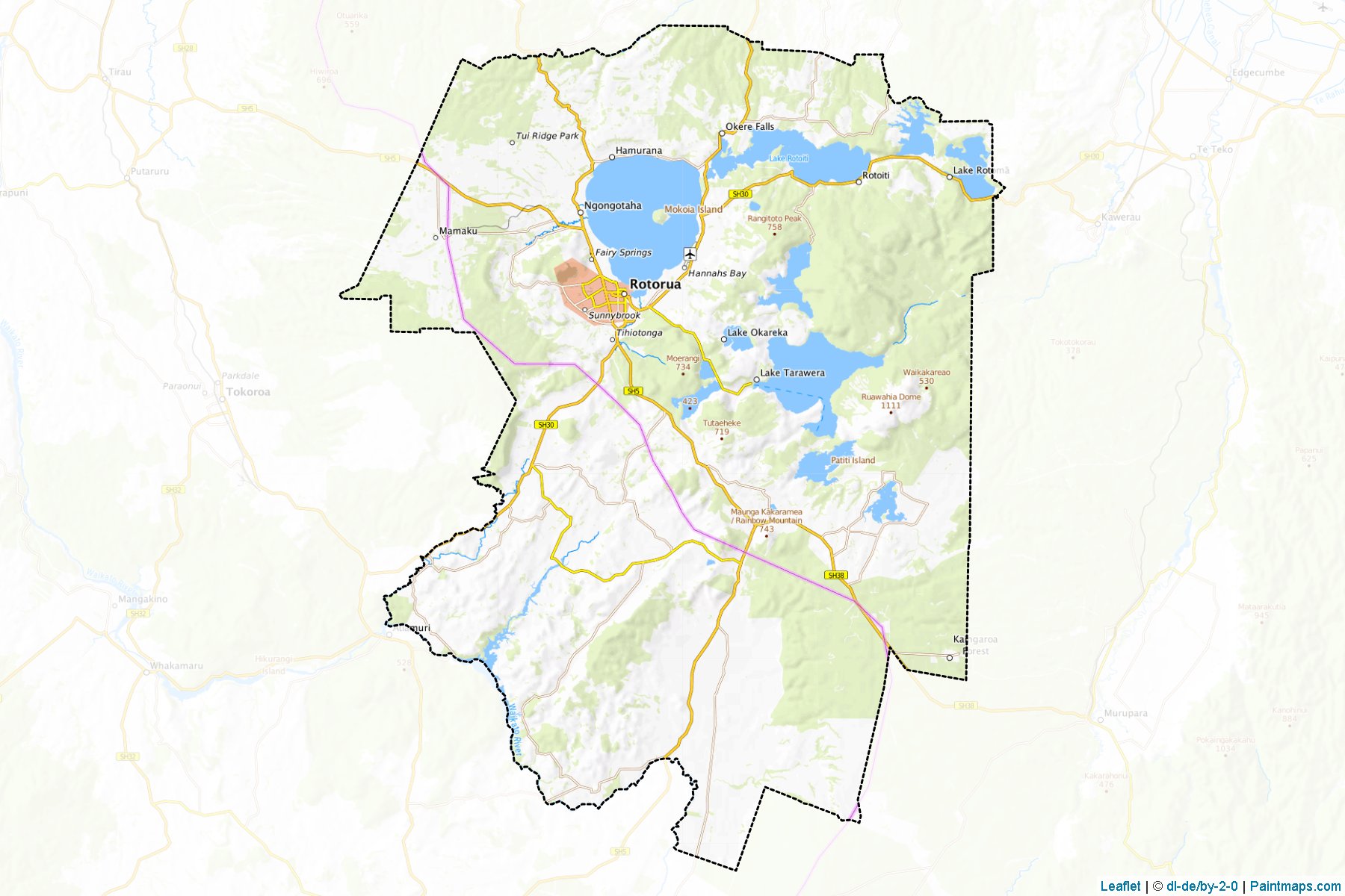 Muestras de recorte de mapas Rotorua District (Bay of Plenty Region)-1