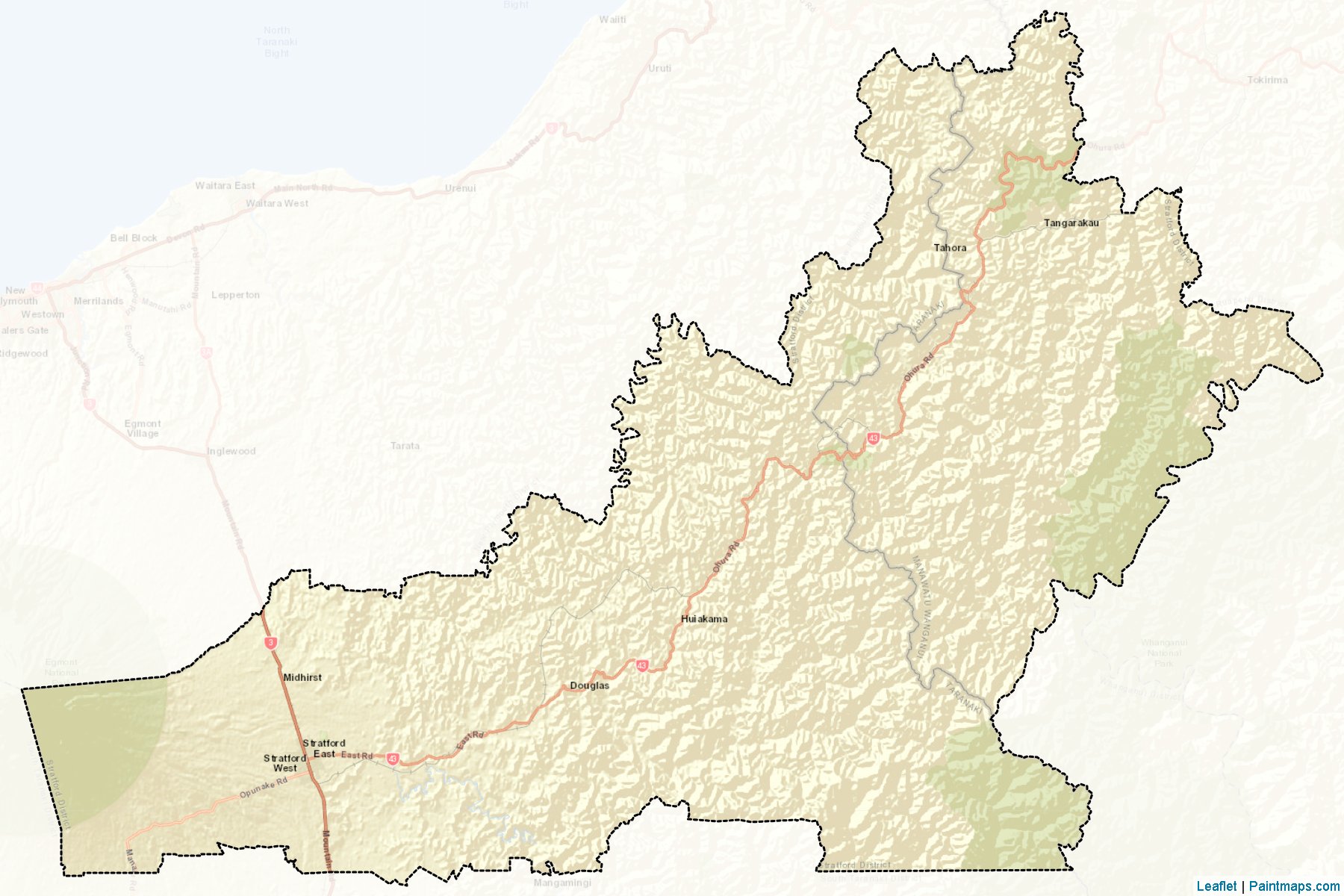 Muestras de recorte de mapas Stratford District (Taranaki Region)-2