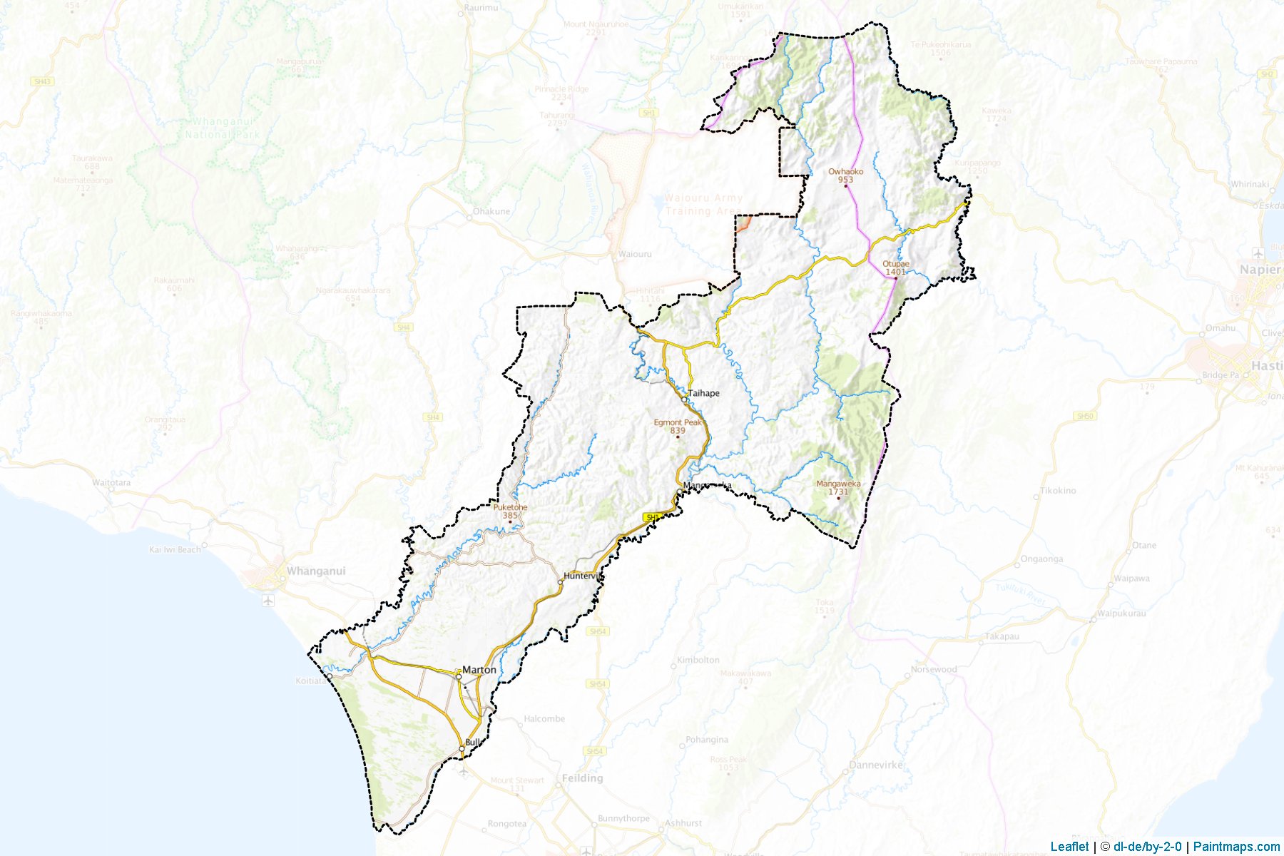 Muestras de recorte de mapas Rangitikei District (Manawatu-Wanganui Region)-1