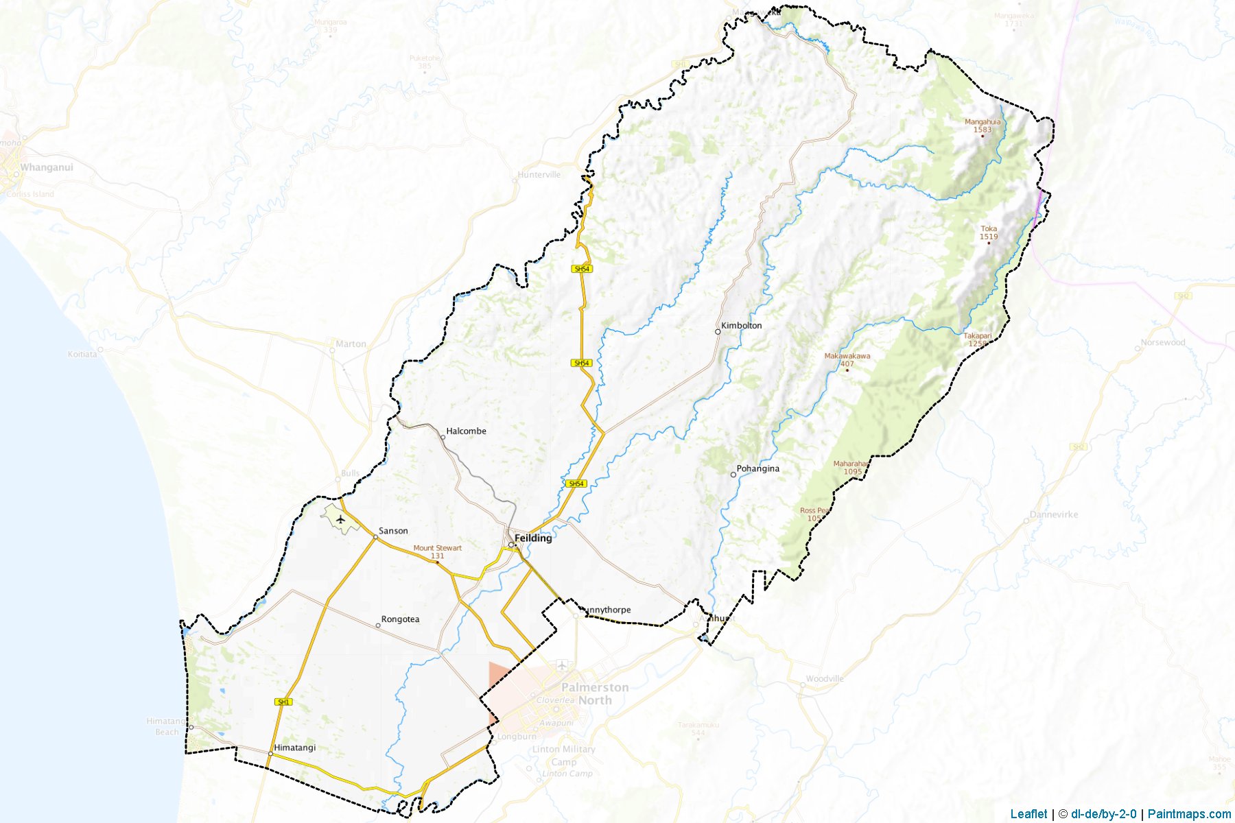 Muestras de recorte de mapas Manawatu District (Manawatu-Wanganui Region)-1