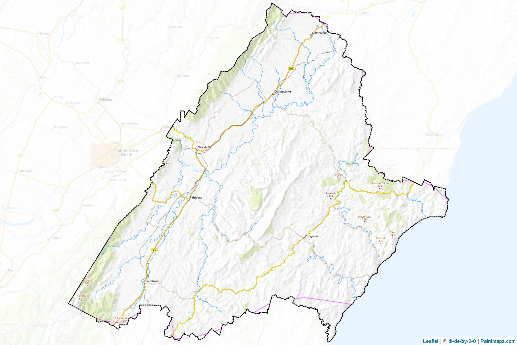 Tararua District (Manawatu-Wanguni Bölgesi) Haritası Örnekleri-1