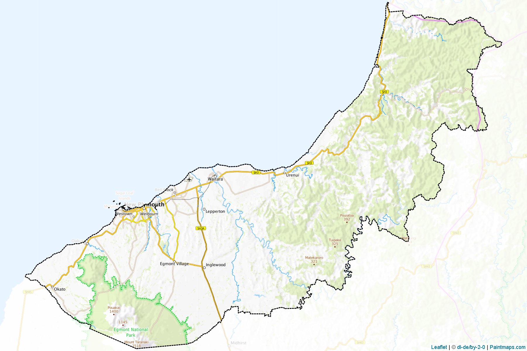 Muestras de recorte de mapas New Plymouth District (Taranaki Region)-1