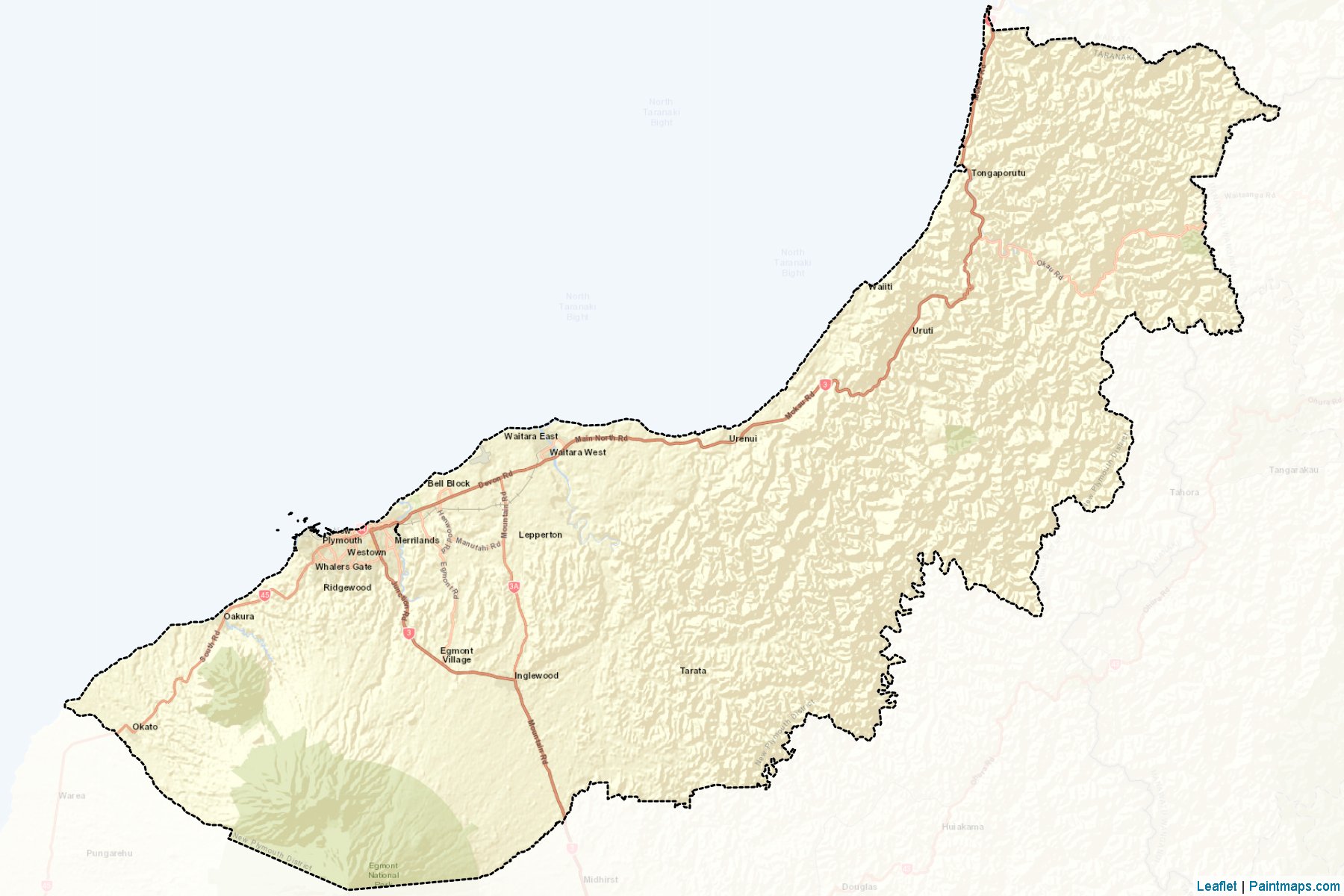 New Plymouth District (Taranaki Bölgesi) Haritası Örnekleri-2