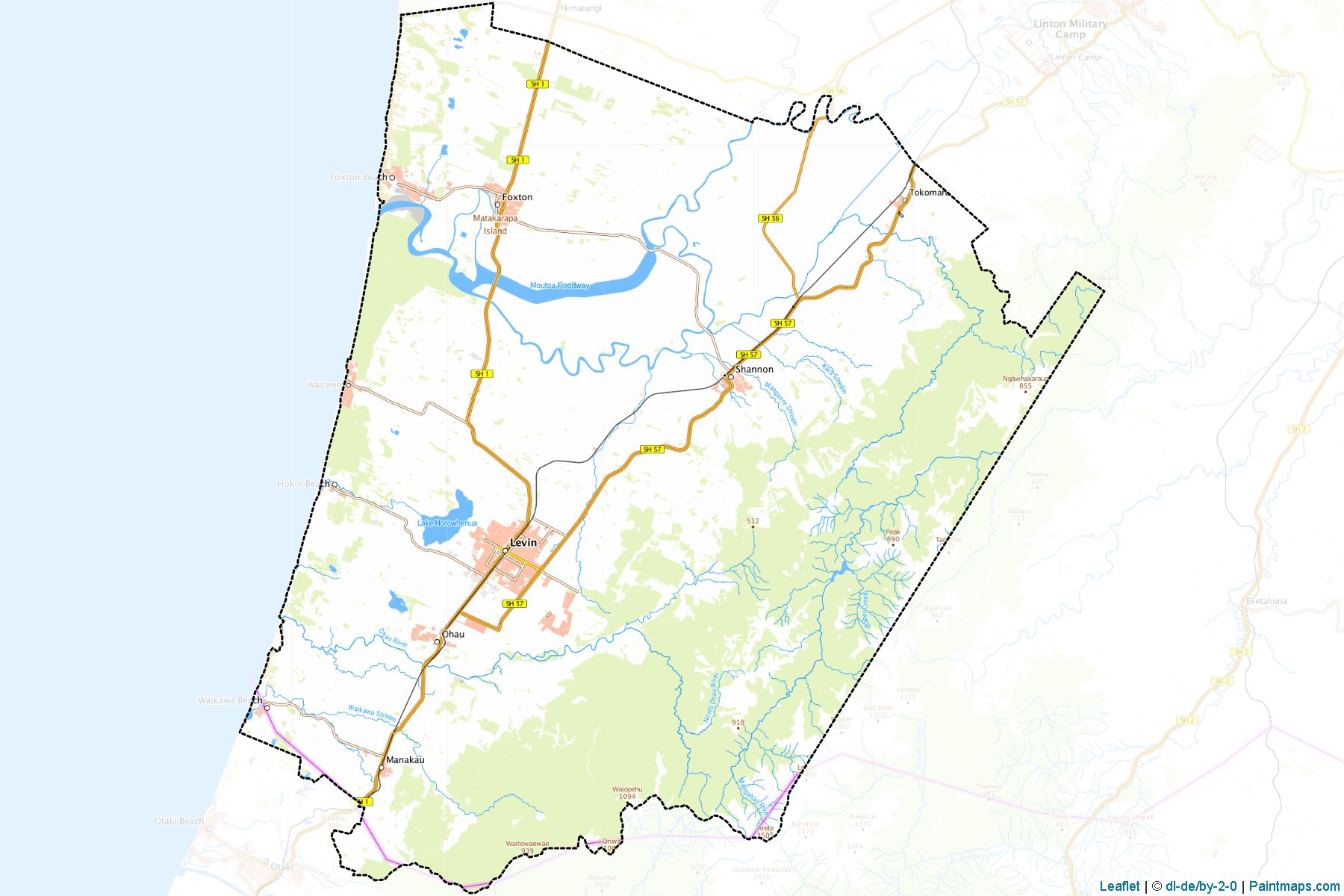 Muestras de recorte de mapas Horowhenua District (Manawatu-Wanganui Region)-1