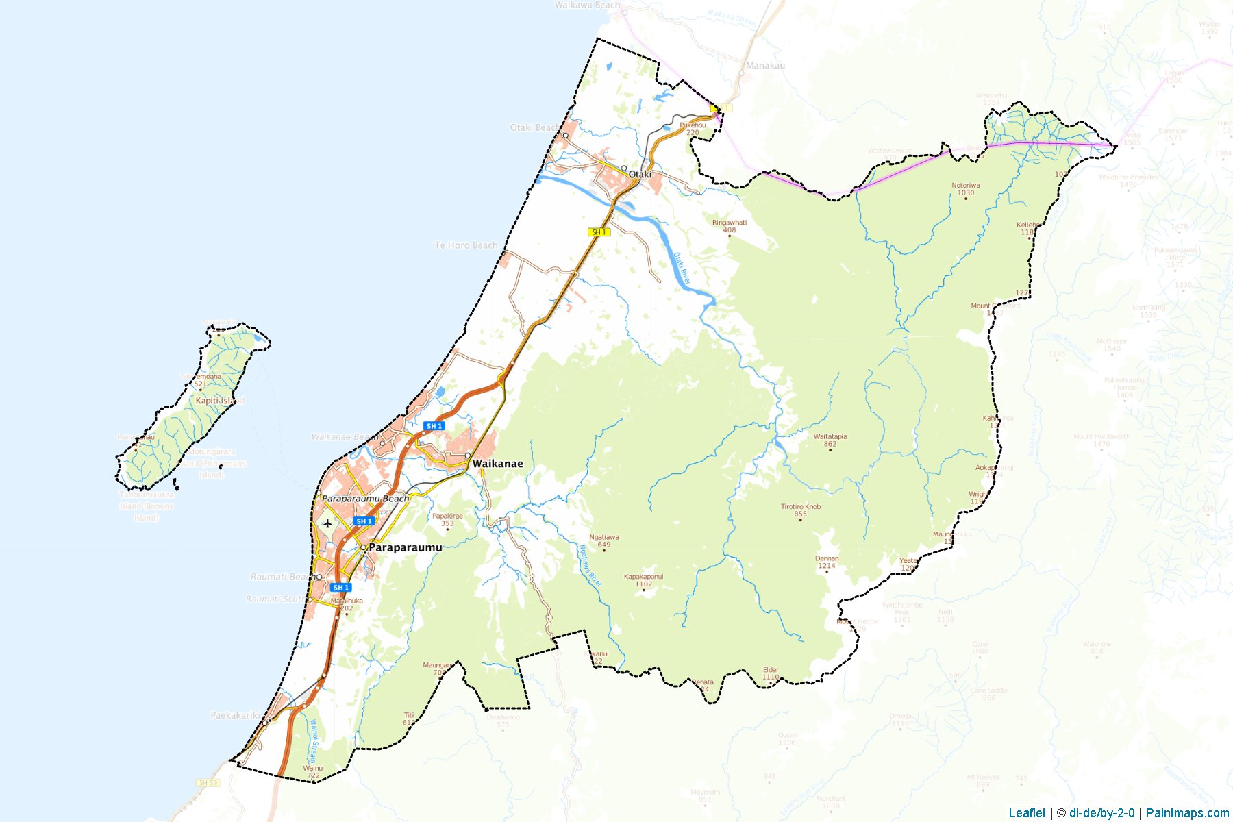 Muestras de recorte de mapas Kapiti Coast District (Wellington Region)-1