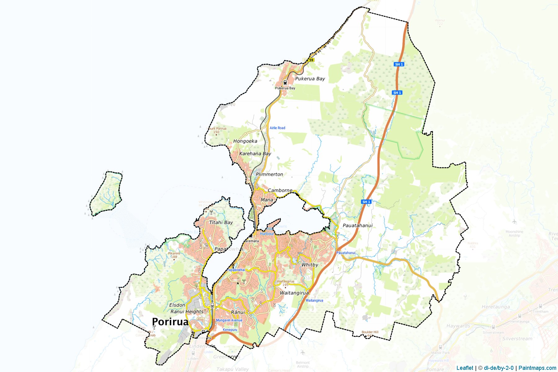 Muestras de recorte de mapas Porirua City (Wellington Region)-1