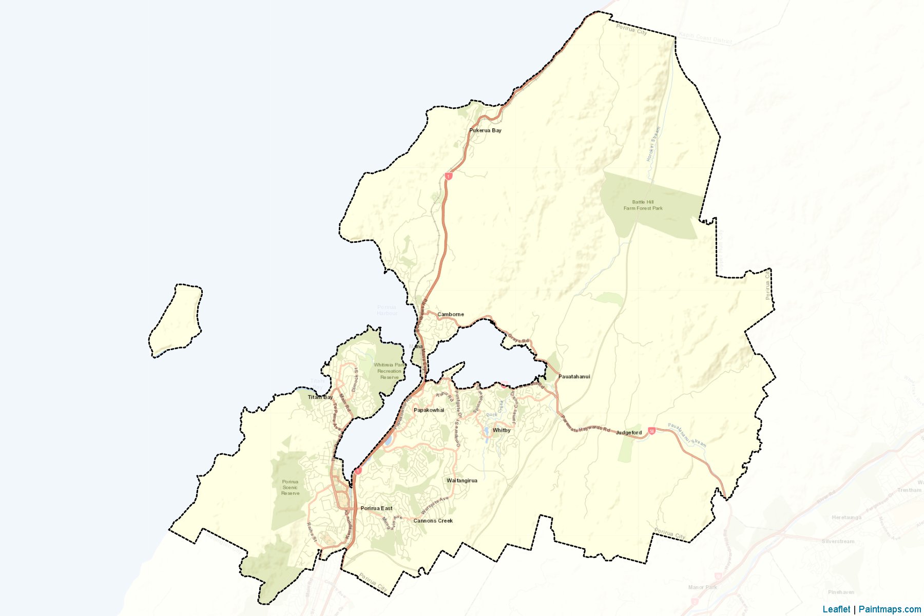 Muestras de recorte de mapas Porirua City (Wellington Region)-2