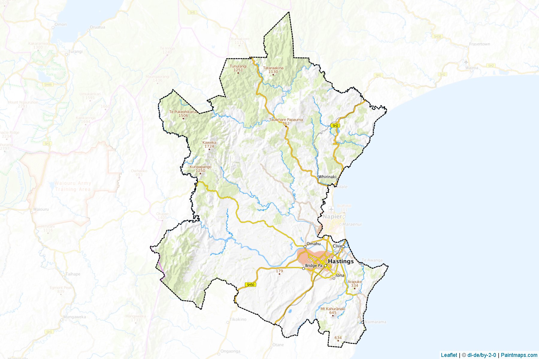 Muestras de recorte de mapas Hastings District (Hawke's Bay Region)-1