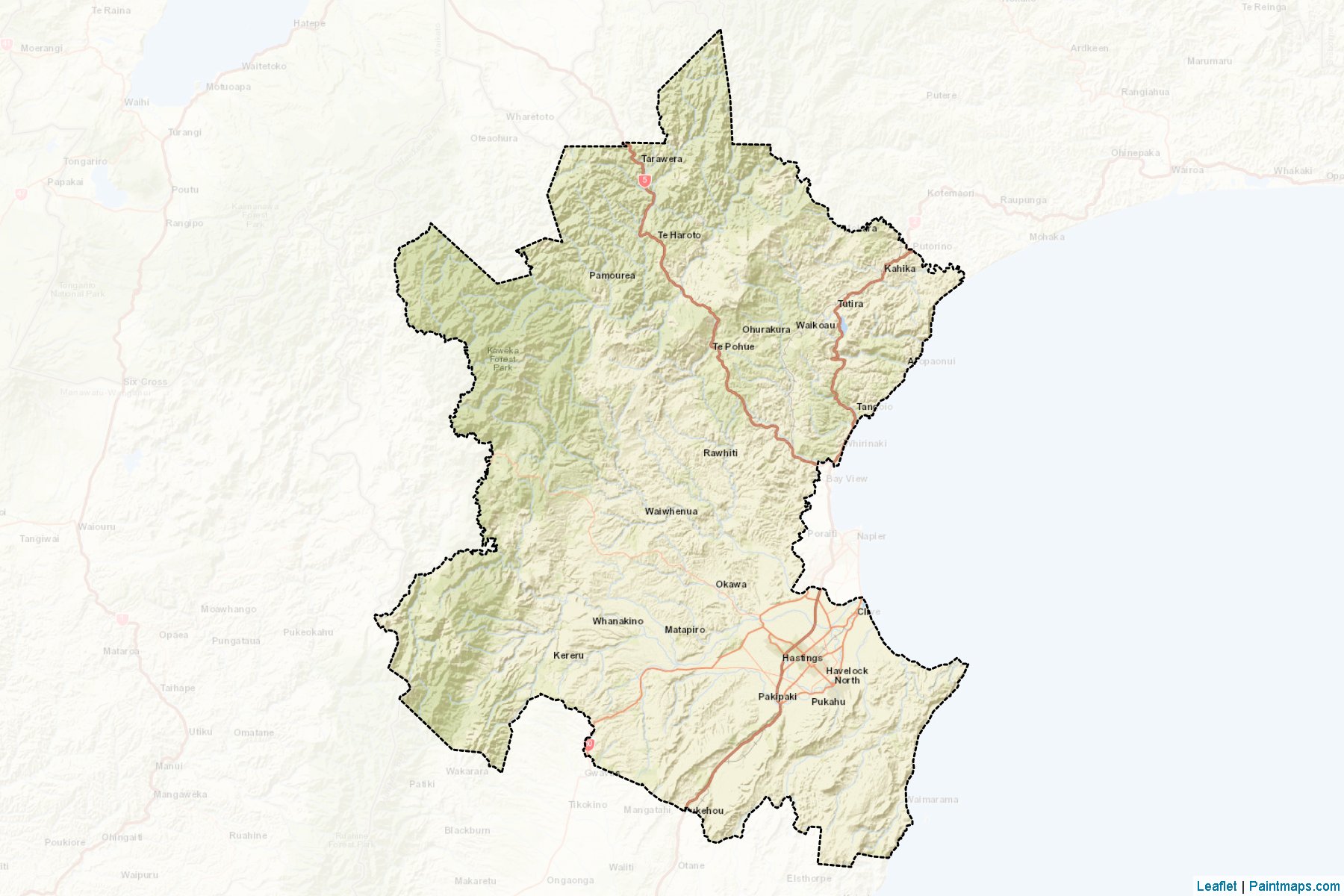 Muestras de recorte de mapas Hastings District (Hawke's Bay Region)-2