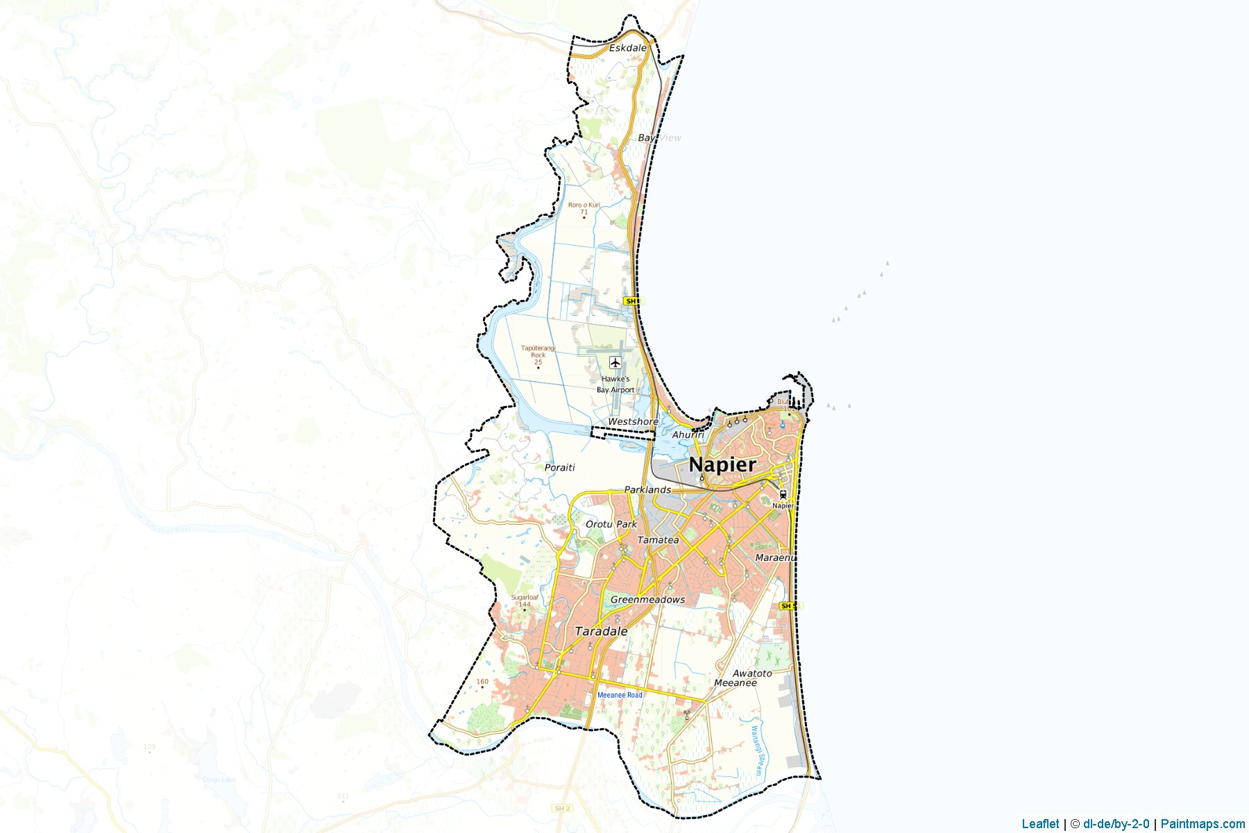 Muestras de recorte de mapas Napier City (Hawke's Bay Region)-1