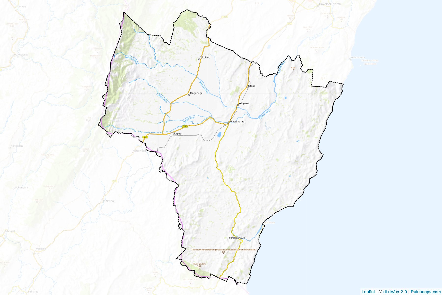 Muestras de recorte de mapas Central Hawke's Bay District (Hawke's Bay Region)-1