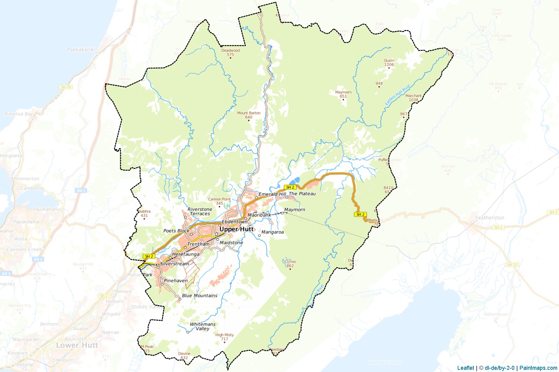 Muestras de recorte de mapas Upper Hutt City (Wellington Region)-1