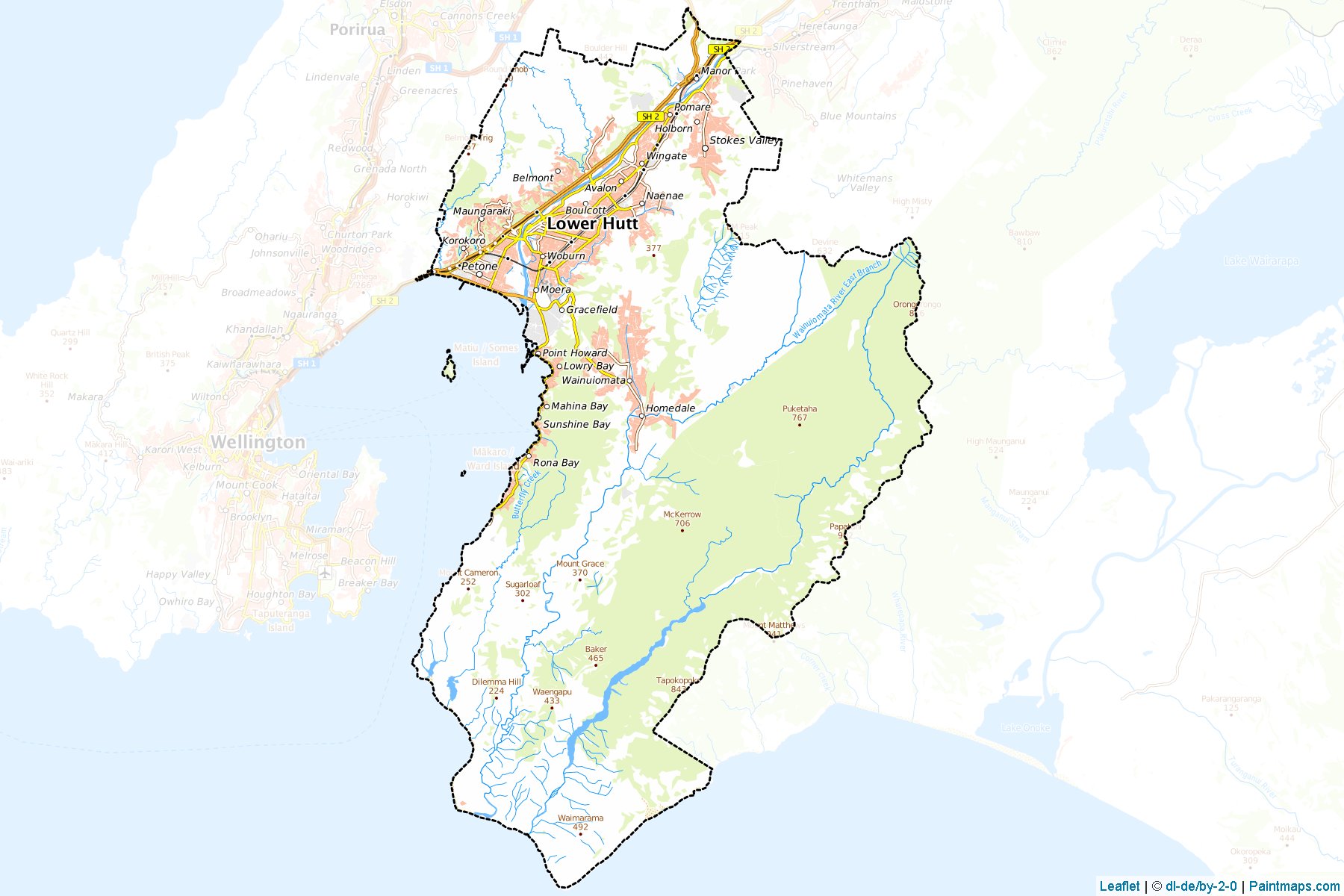 Muestras de recorte de mapas Lower Hutt City (Wellington Region)-1