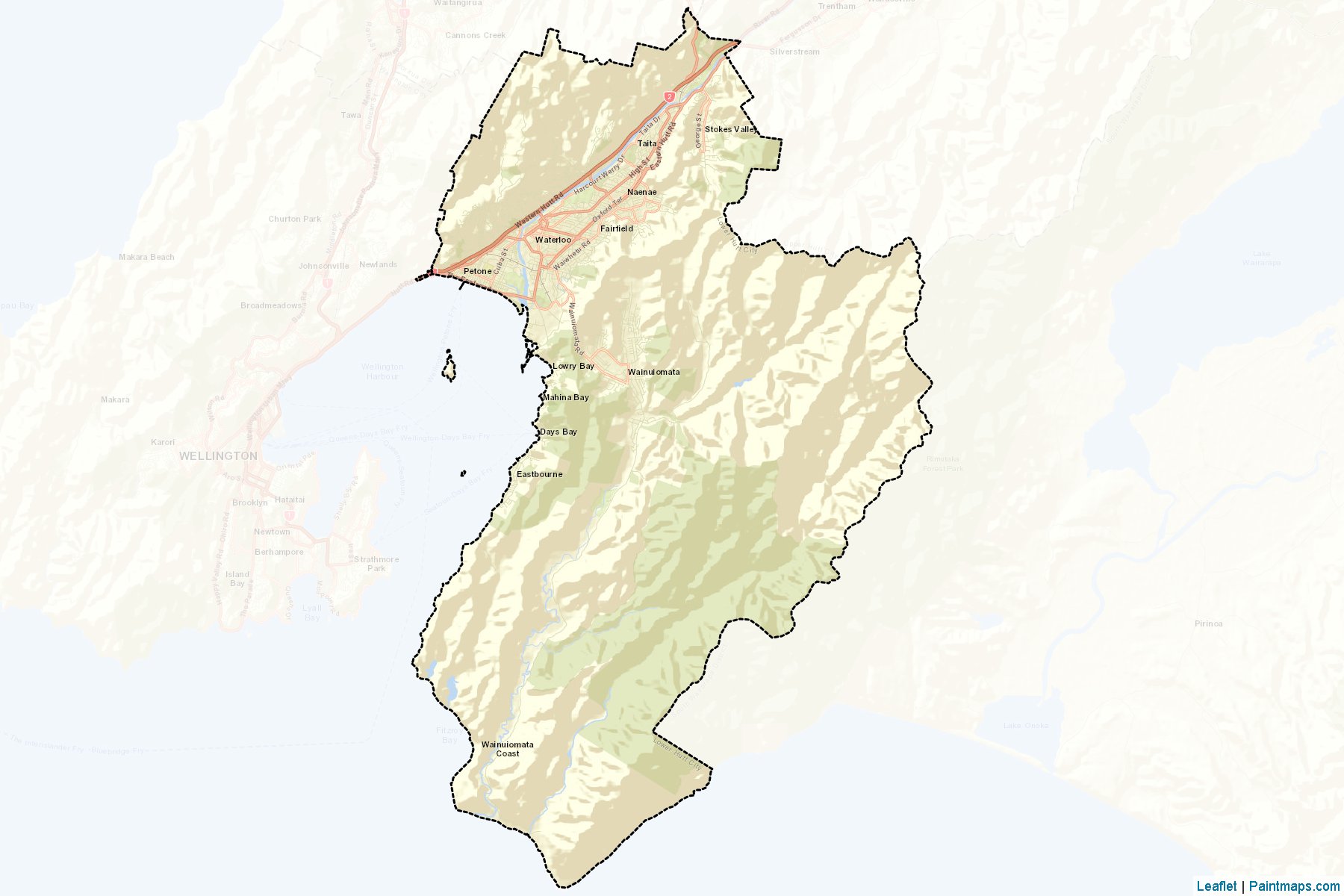 Muestras de recorte de mapas Lower Hutt City (Wellington Region)-2