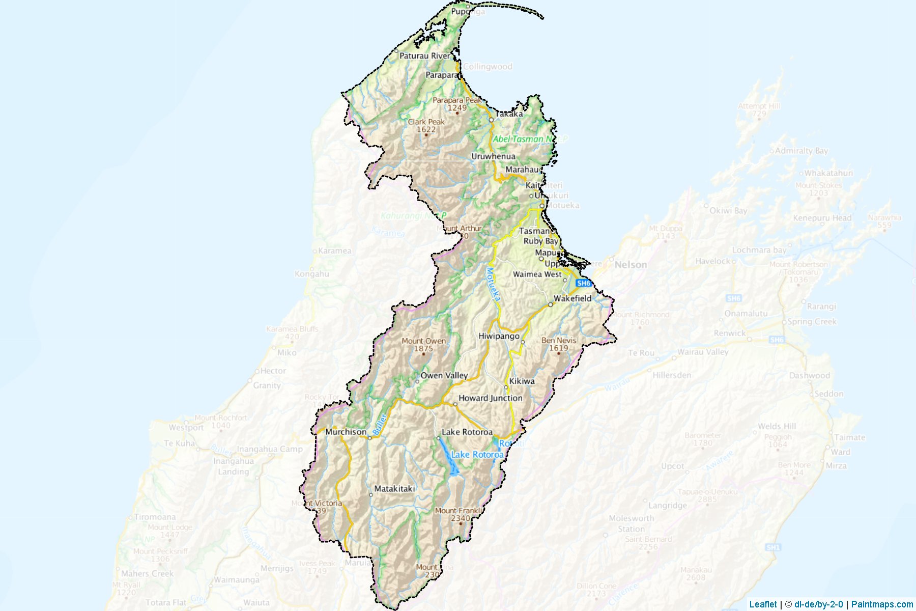 Muestras de recorte de mapas Tasman District (Tasman Region)-1