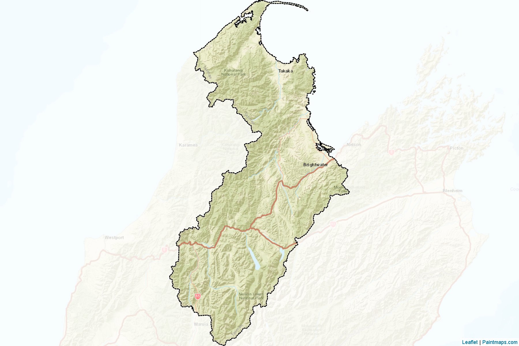 Muestras de recorte de mapas Tasman District (Tasman Region)-2