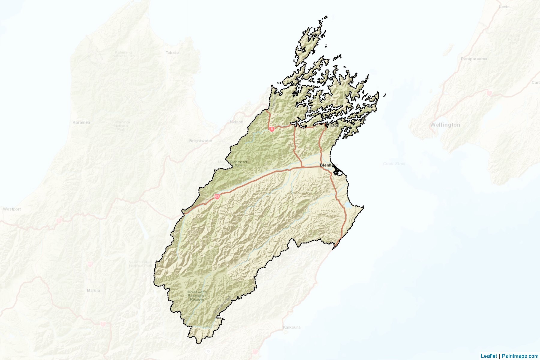 Muestras de recorte de mapas Marlborough District (Marlborough Region)-2