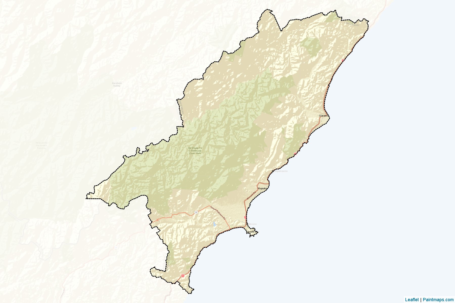 Muestras de recorte de mapas Kaikoura District (Canterbury Region)-2