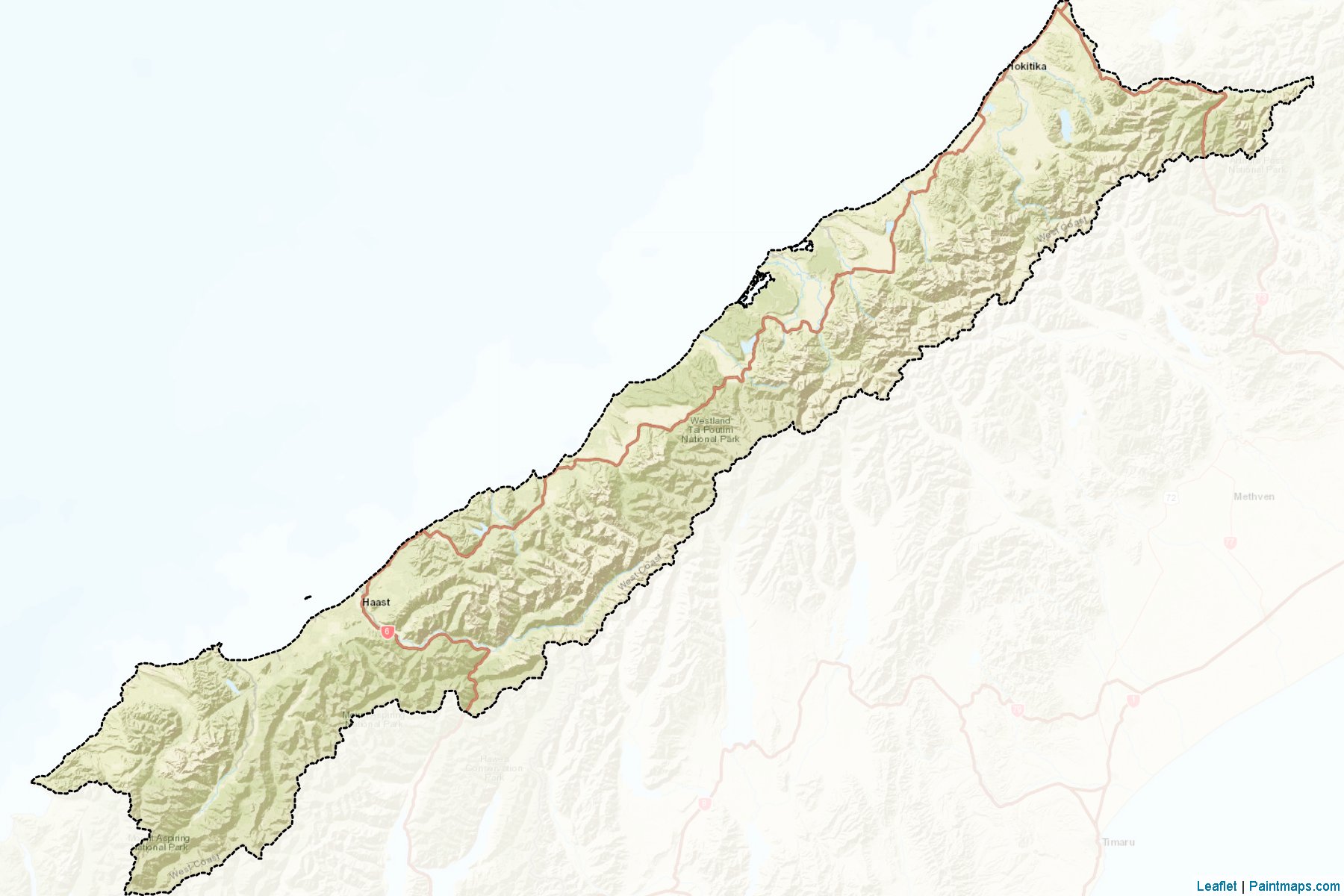 Muestras de recorte de mapas Westland District (West Coast Region)-2