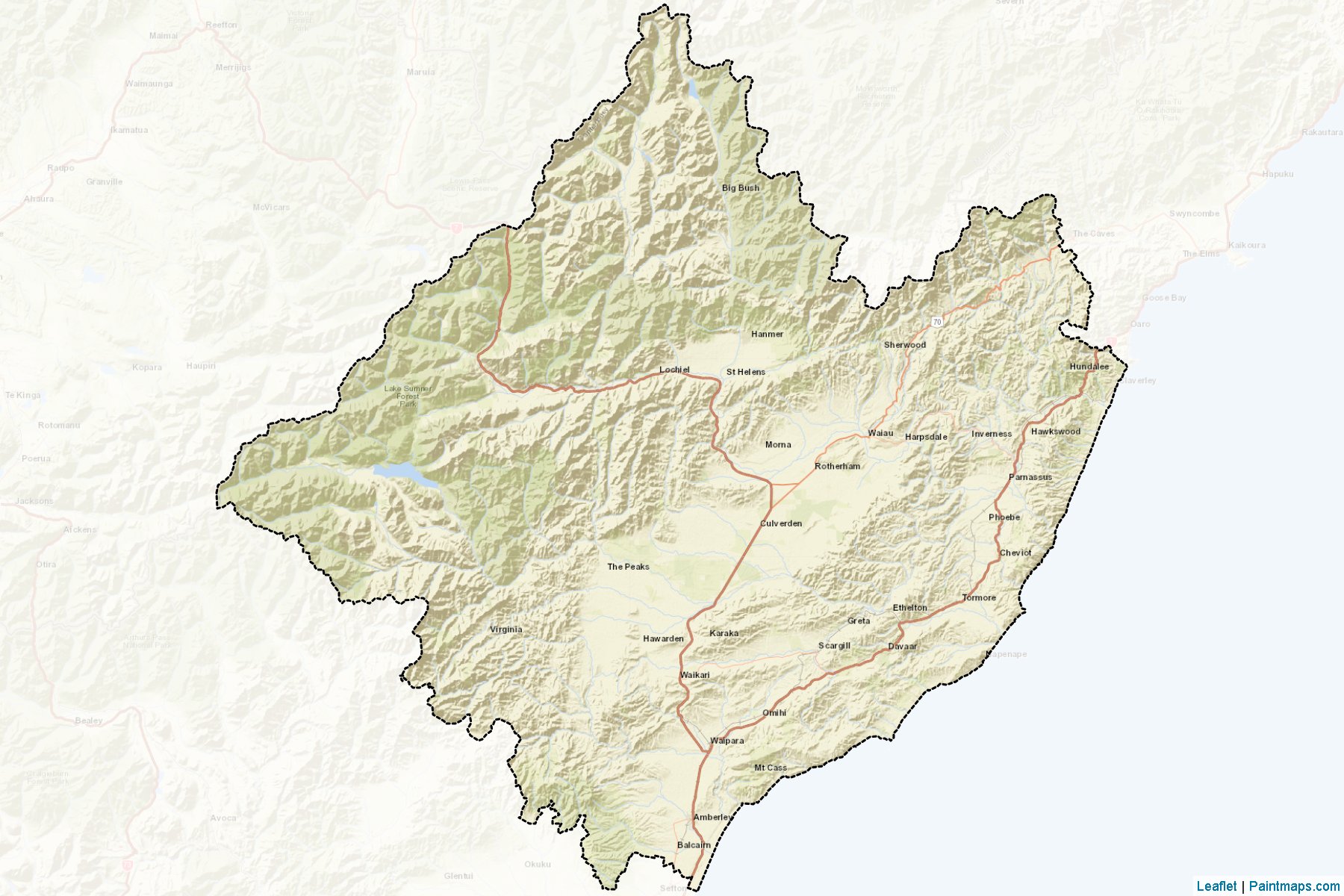 Muestras de recorte de mapas Hurunui District (Canterbury Region)-2