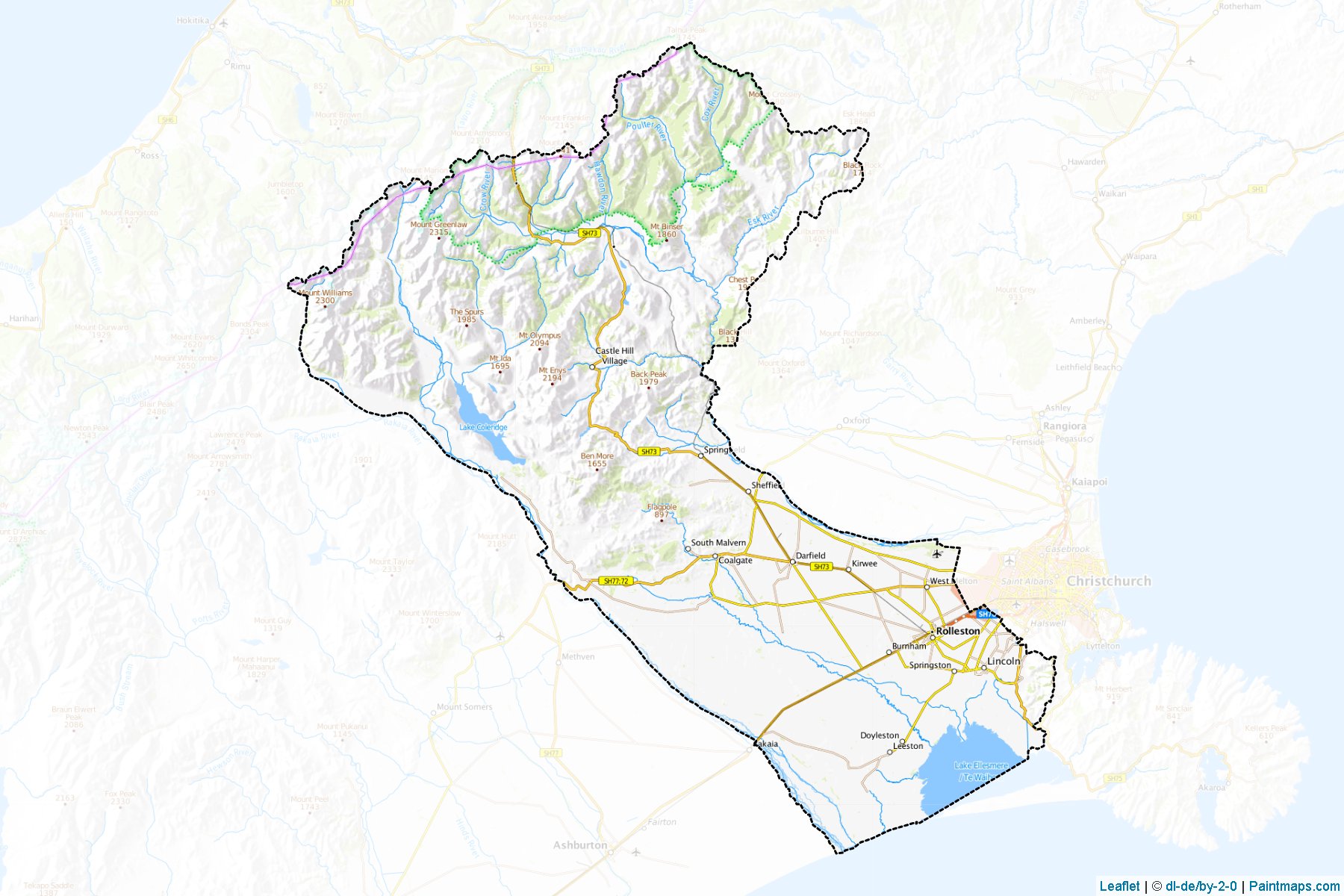 Muestras de recorte de mapas Selwyn District (Canterbury Region)-1