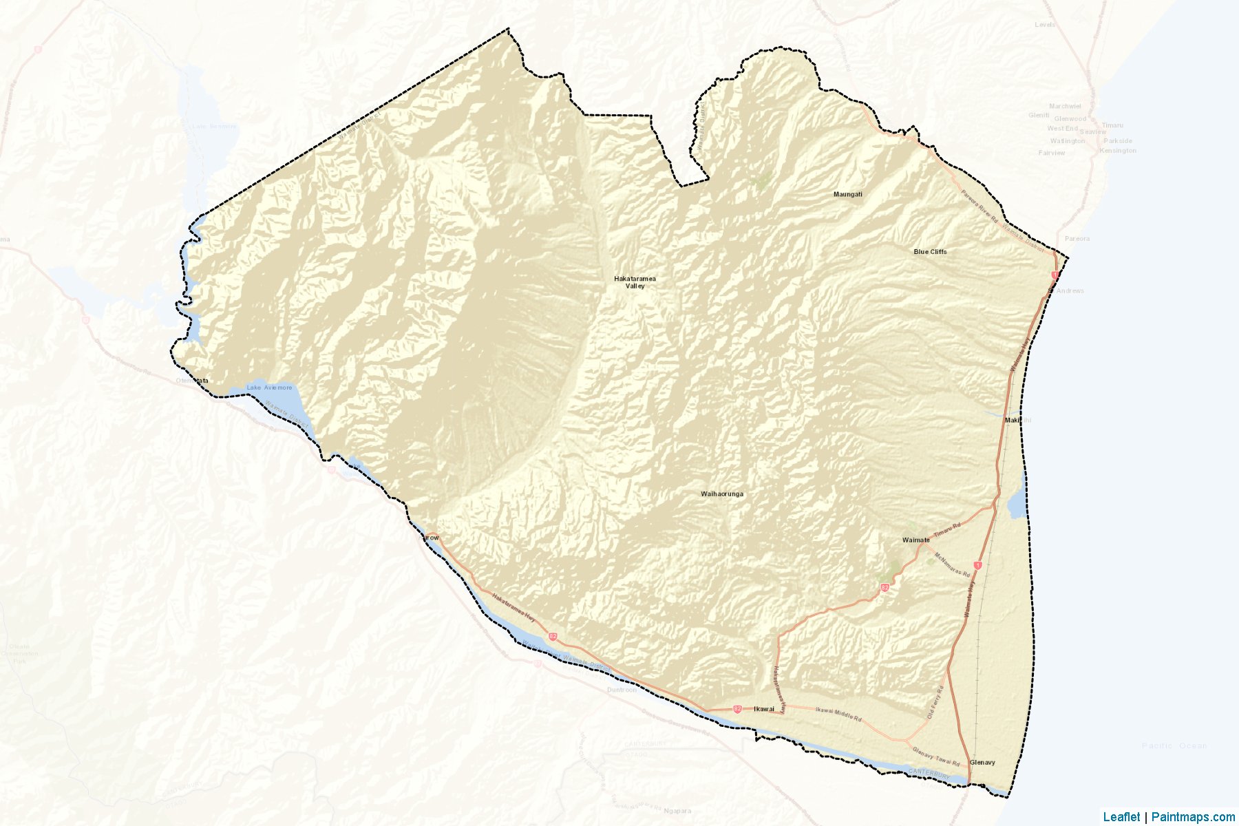 Muestras de recorte de mapas Waimate District (Canterbury Region)-2