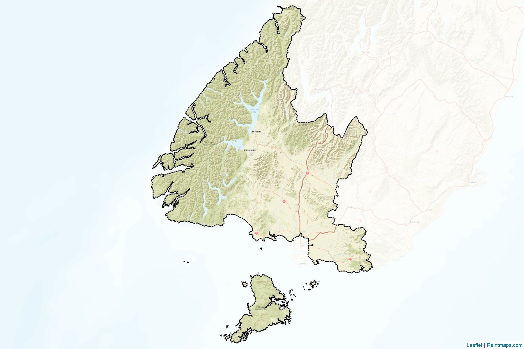 Muestras de recorte de mapas Southland District (Southland Region)-2